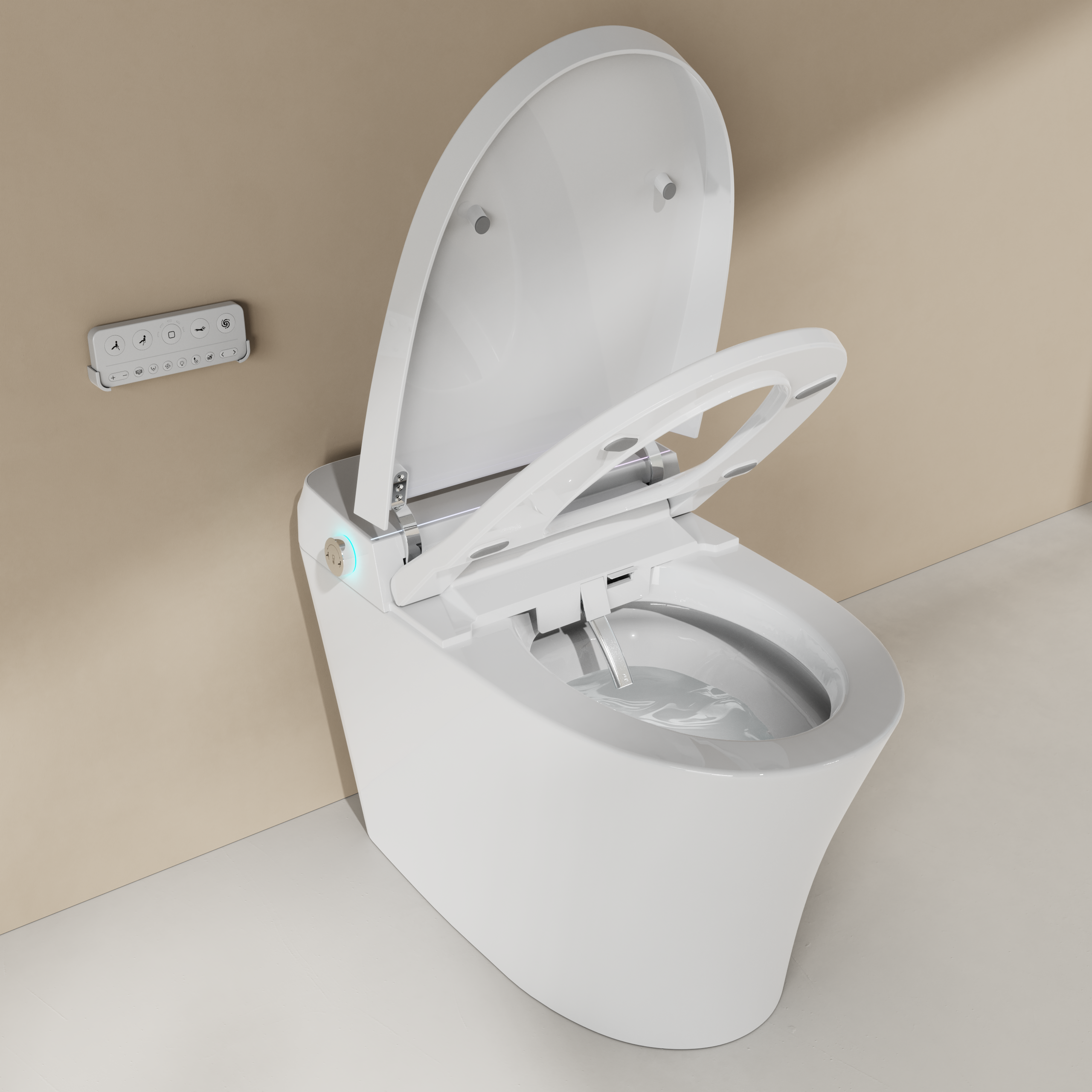 Elongated Smart Toilet Bidet in White with UV-A Sterilization, Auto Flush, Heated Seat and Remote