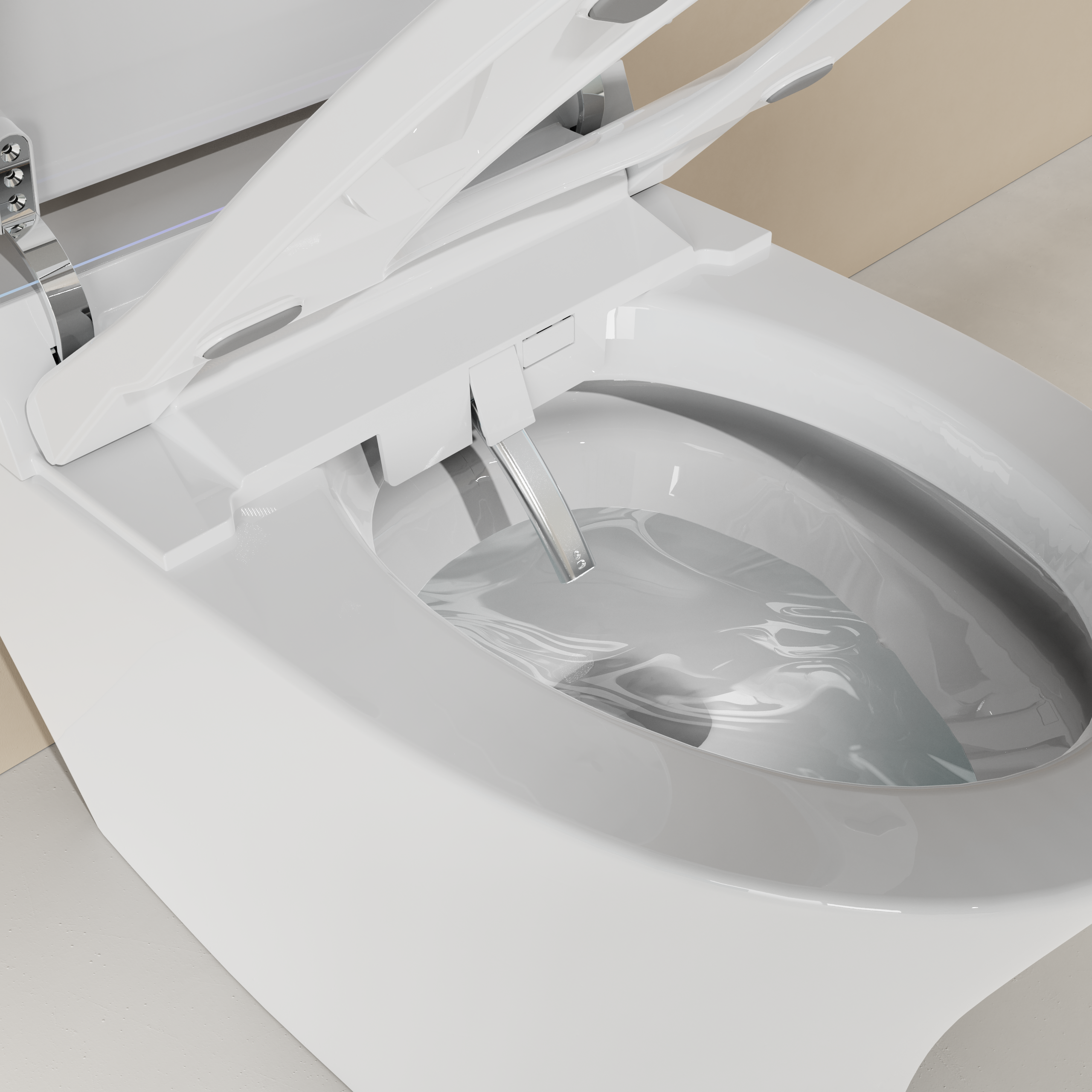 Elongated Smart Toilet Bidet in White with UV-A Sterilization, Auto Flush, Heated Seat and Remote