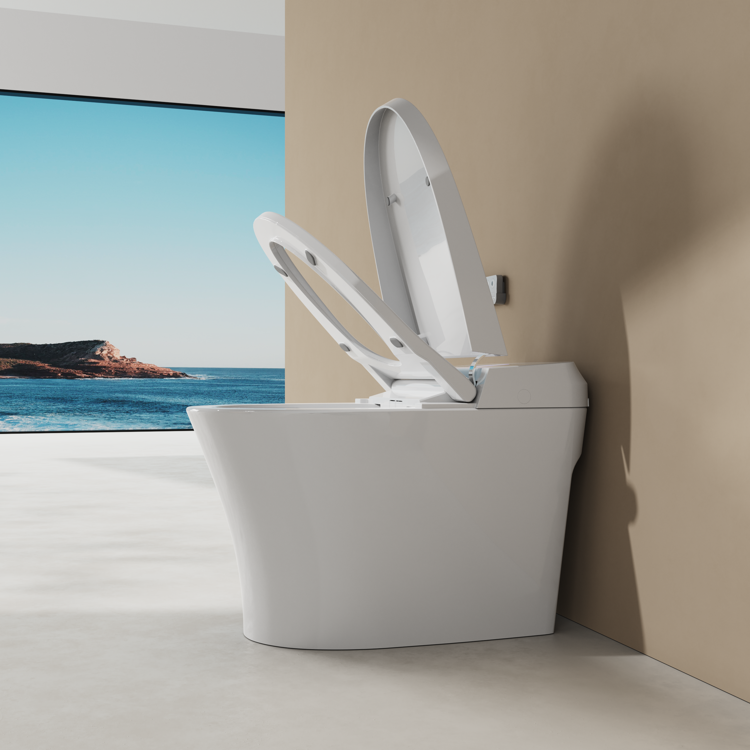 Elongated Smart Toilet Bidet in White with UV-A Sterilization, Auto Flush, Heated Seat and Remote