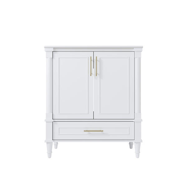 30 inch Bathroom Vanity with Single Sink, Solid Wooden Freestanding Bathroom Cabinet with Soft-Closing Doors