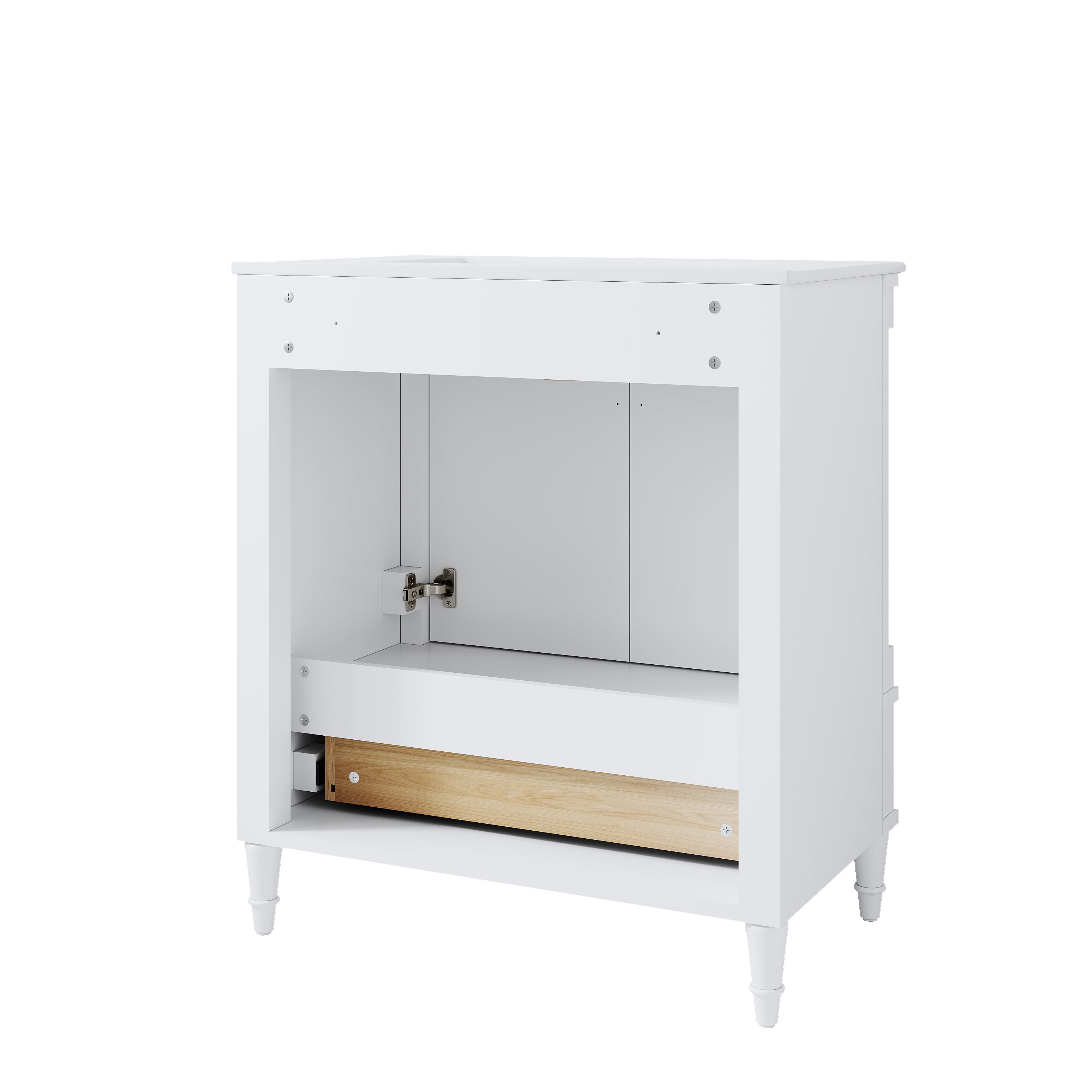 30 inch Bathroom Vanity with Single Sink, Solid Wooden Freestanding Bathroom Cabinet with Soft-Closing Doors