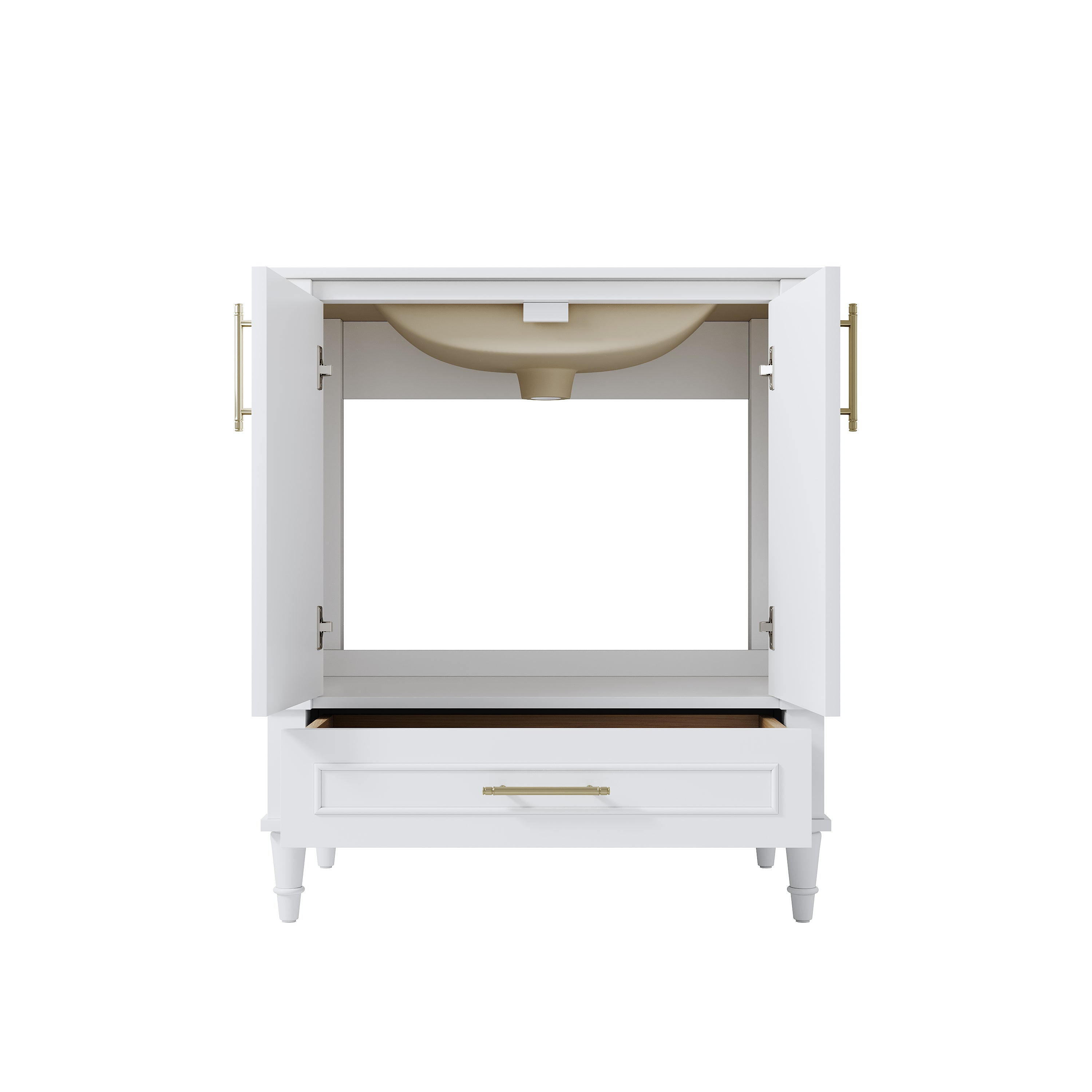 30 inch Bathroom Vanity with Single Sink, Solid Wooden Freestanding Bathroom Cabinet with Soft-Closing Doors
