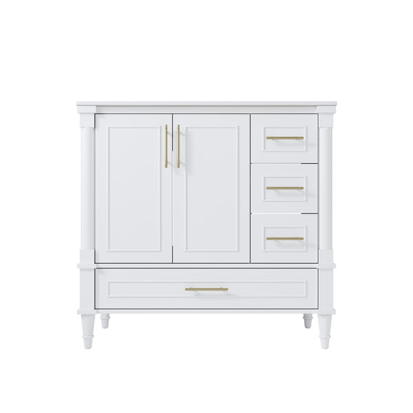 36 inch Bathroom Vanity with Single Sink, Solid Wooden Standing Bathroom Cabinet with Soft-Closing Doors
