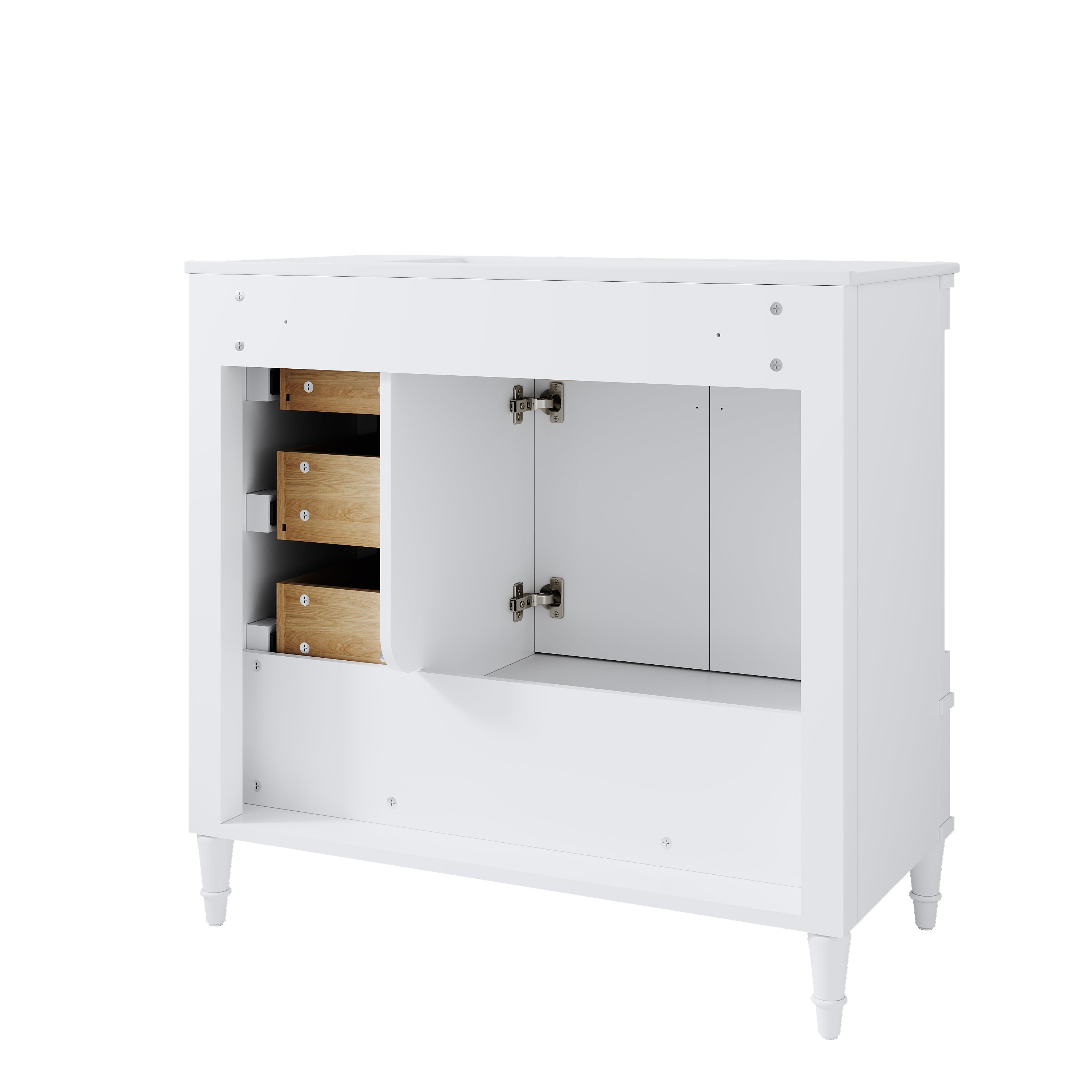 36 inch Bathroom Vanity with Single Sink, Solid Wooden Standing Bathroom Cabinet with Soft-Closing Doors