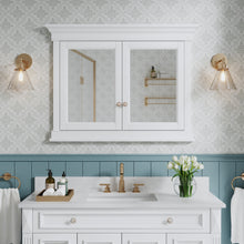 42 in. W x 32 in. H Solid Wood Recessed Bathroom Medicine Cabinet with Mirror