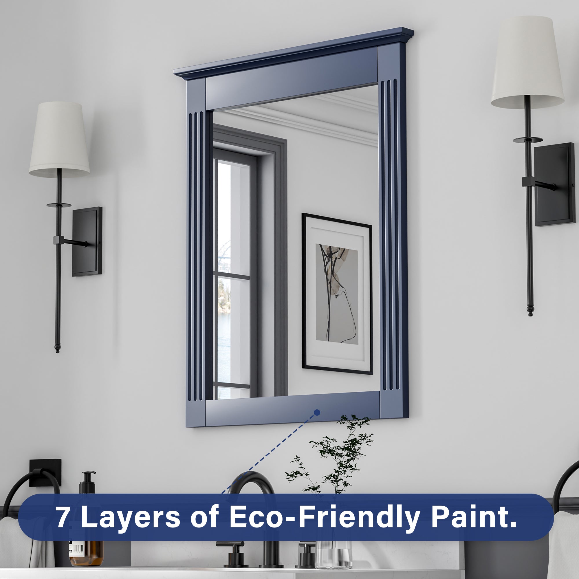 26 in. W x 33 in. H Medium Rectangular Wood Framed Wall Mount Bathroom Vanity Mirror(Set of 2)