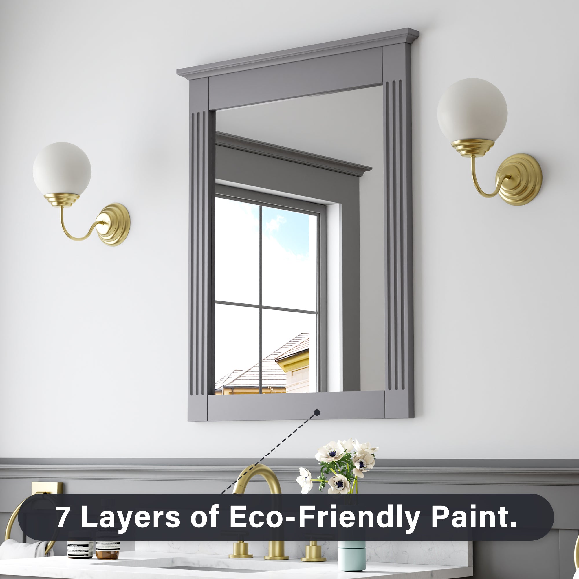 26 in. W x 33 in. H Medium Rectangular Wood Framed Wall Mount Bathroom Vanity Mirror(Set of 2)