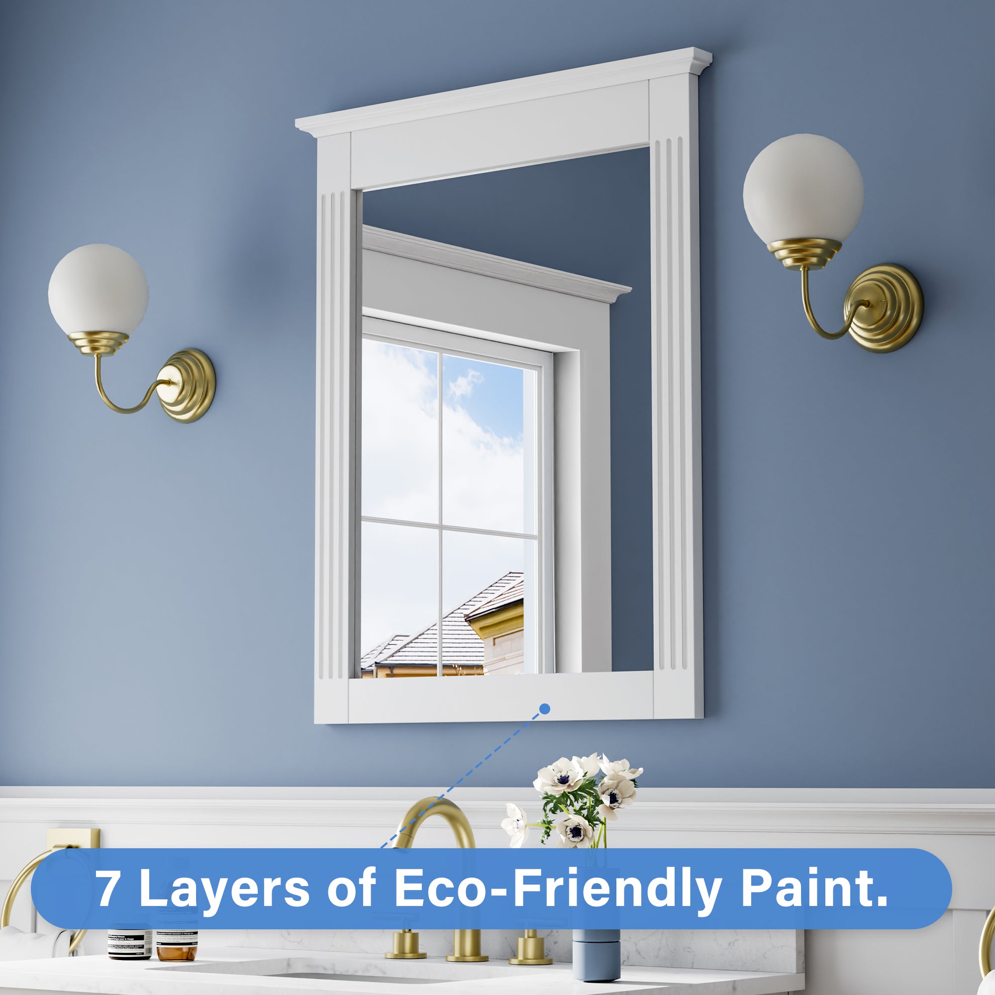 26 in. W x 33 in. H Medium Rectangular Wood Framed Wall Mount Bathroom Vanity Mirror(Set of 2)
