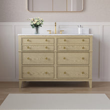48 in. OAK Single Sink Freestanding Solid Wood Bathroom Vanity with Carrara White Quartz Countertop