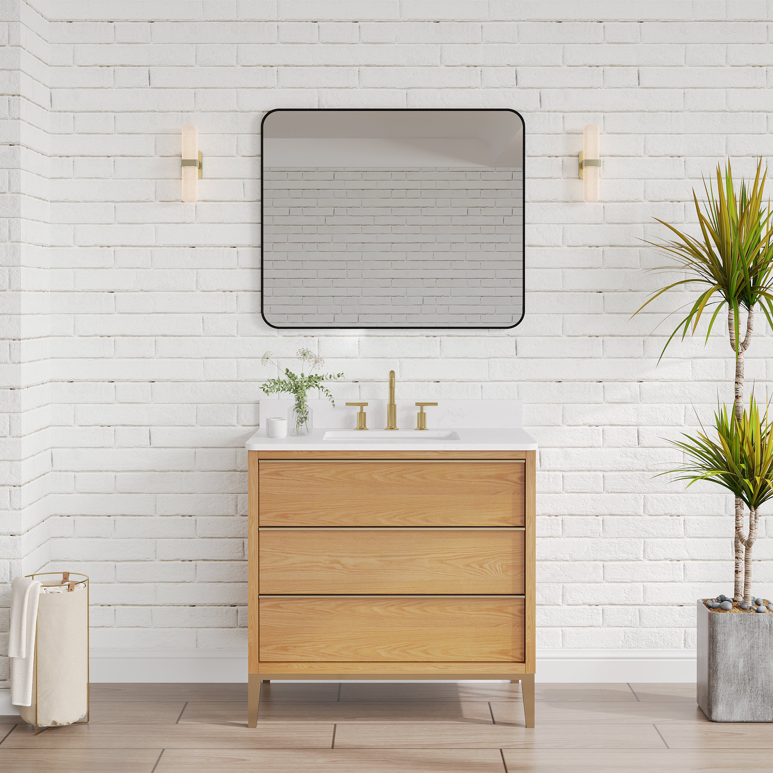 30-in W x 36-in H Black Rectangular Framed Bathroom Vanity Mirror