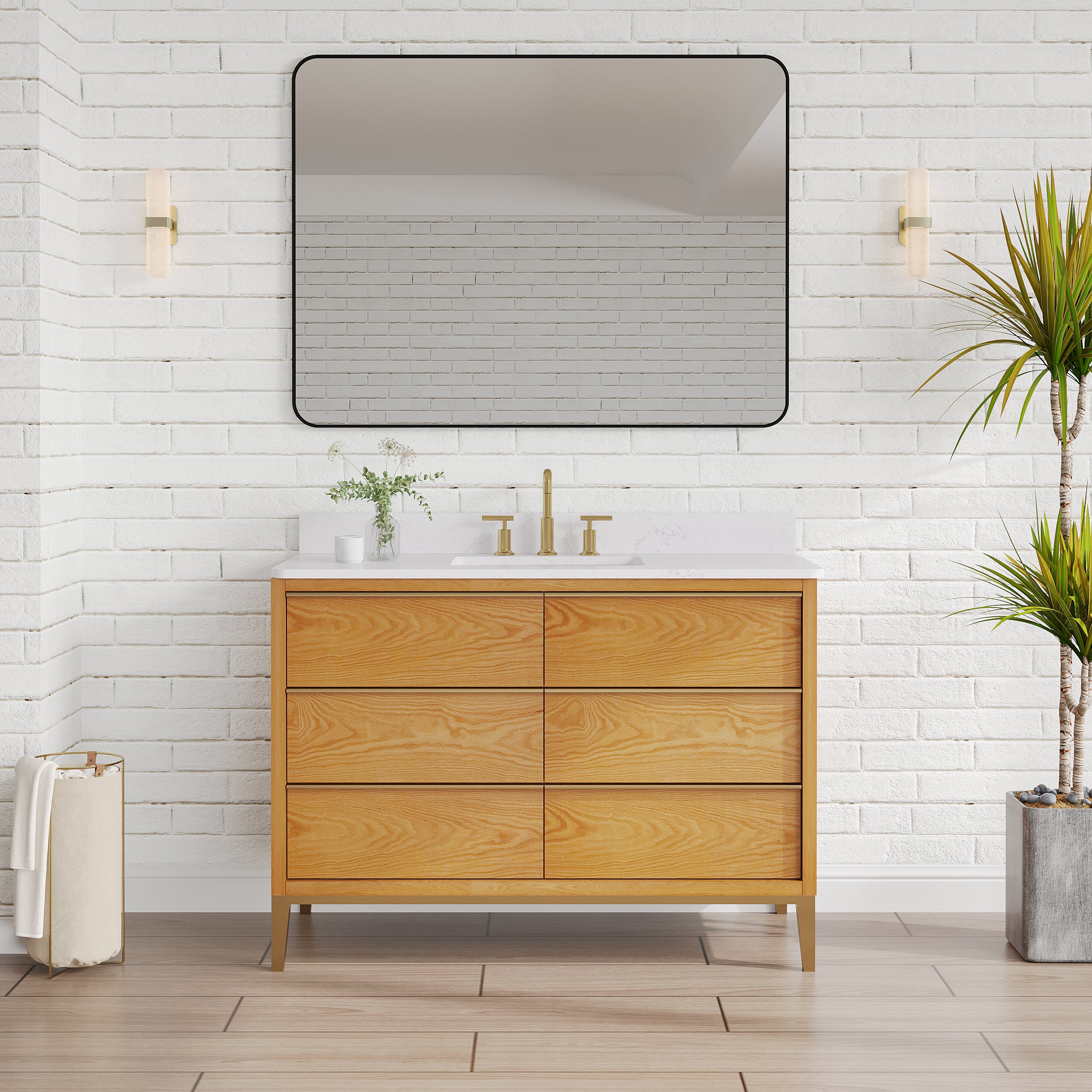 48-in W x 36-in H Black Rectangular Framed Bathroom Vanity Mirror