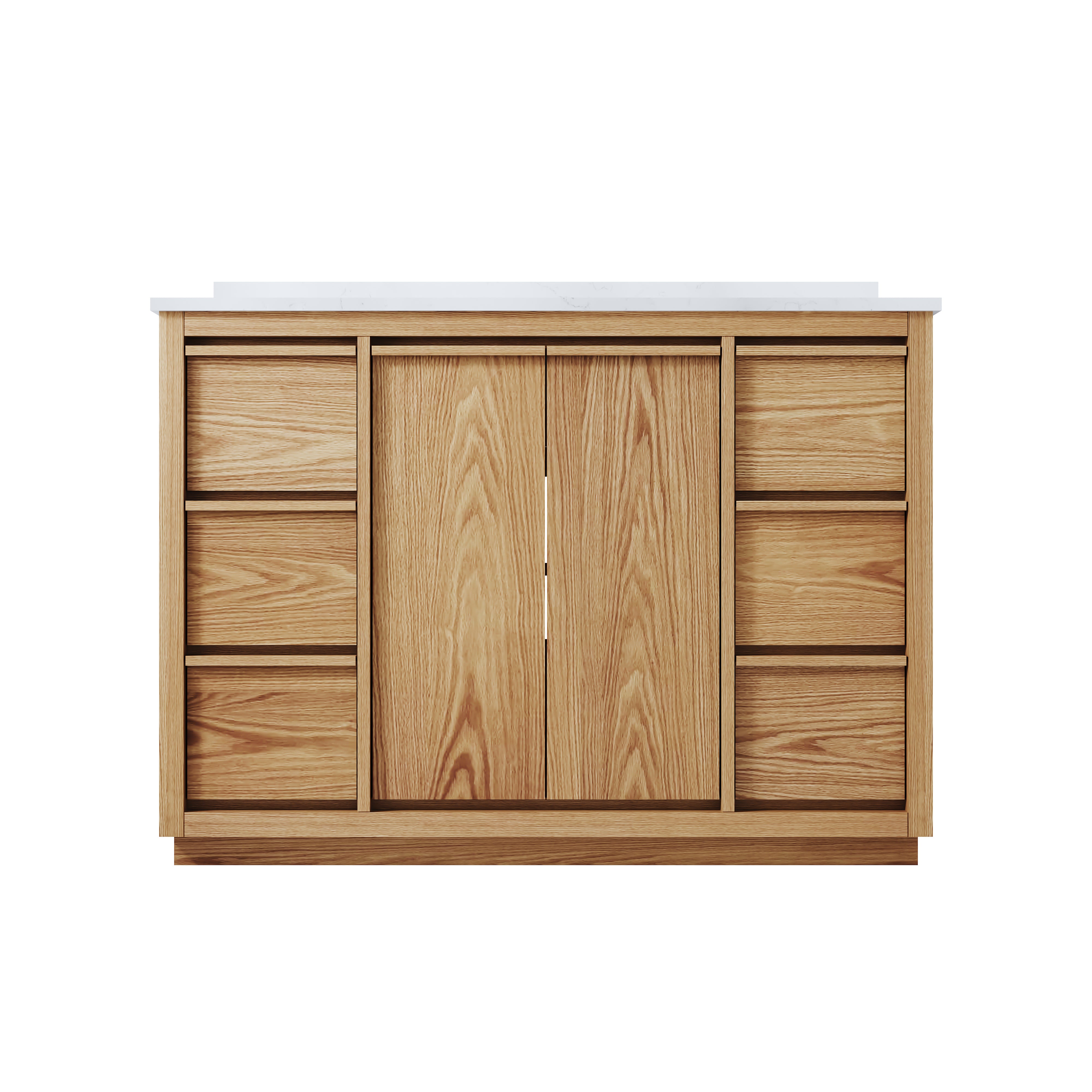 48 Inch Oak Soild Wood Bathroom Vanity with Sink, 6 Dovetail-constructed Drawers and 2 Soft-close Doors