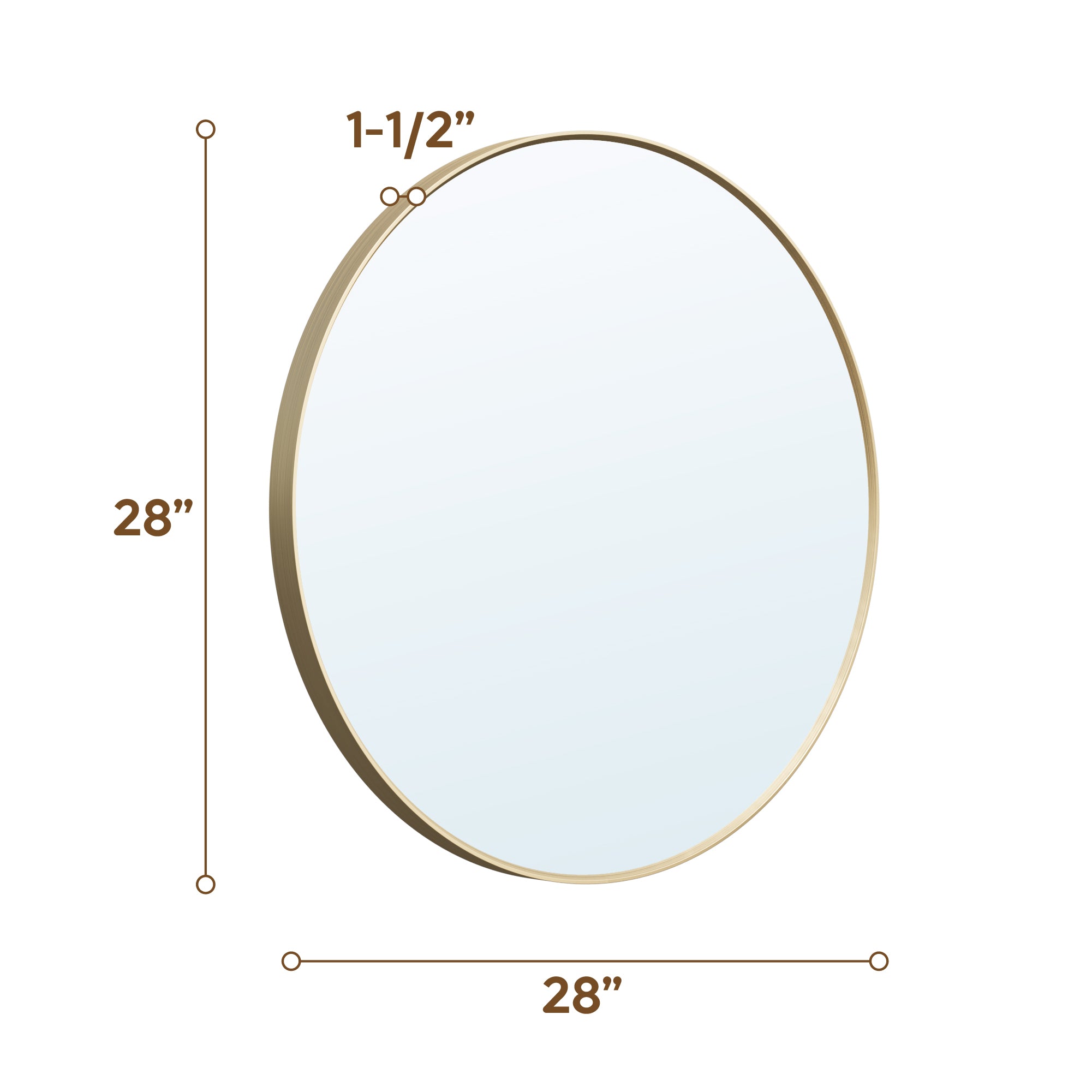 28 in. W x 28 in. H Modern Bathroom Mirror Round Framed Aluminum Wall Mirror Brushed Gold