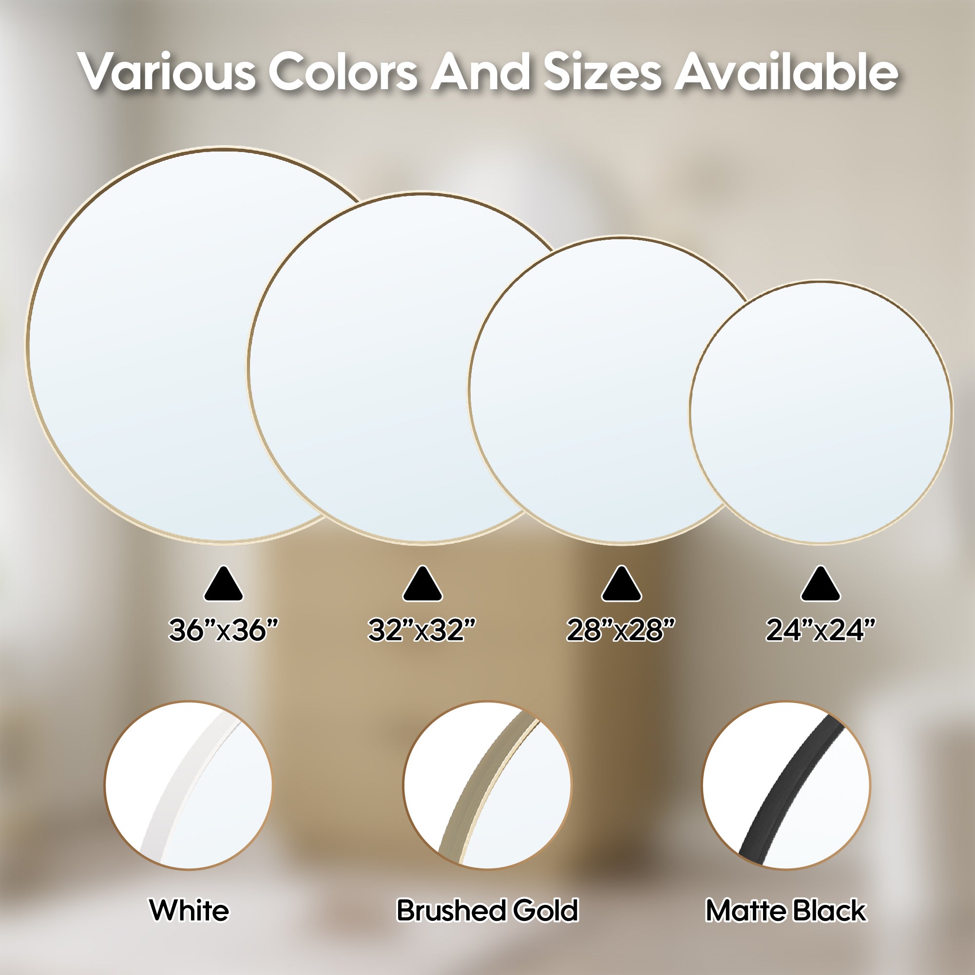 32 in. W x 32 in. H Brushed Gold Modern Bathroom Mirror Round Framed Aluminum Wall Mirror