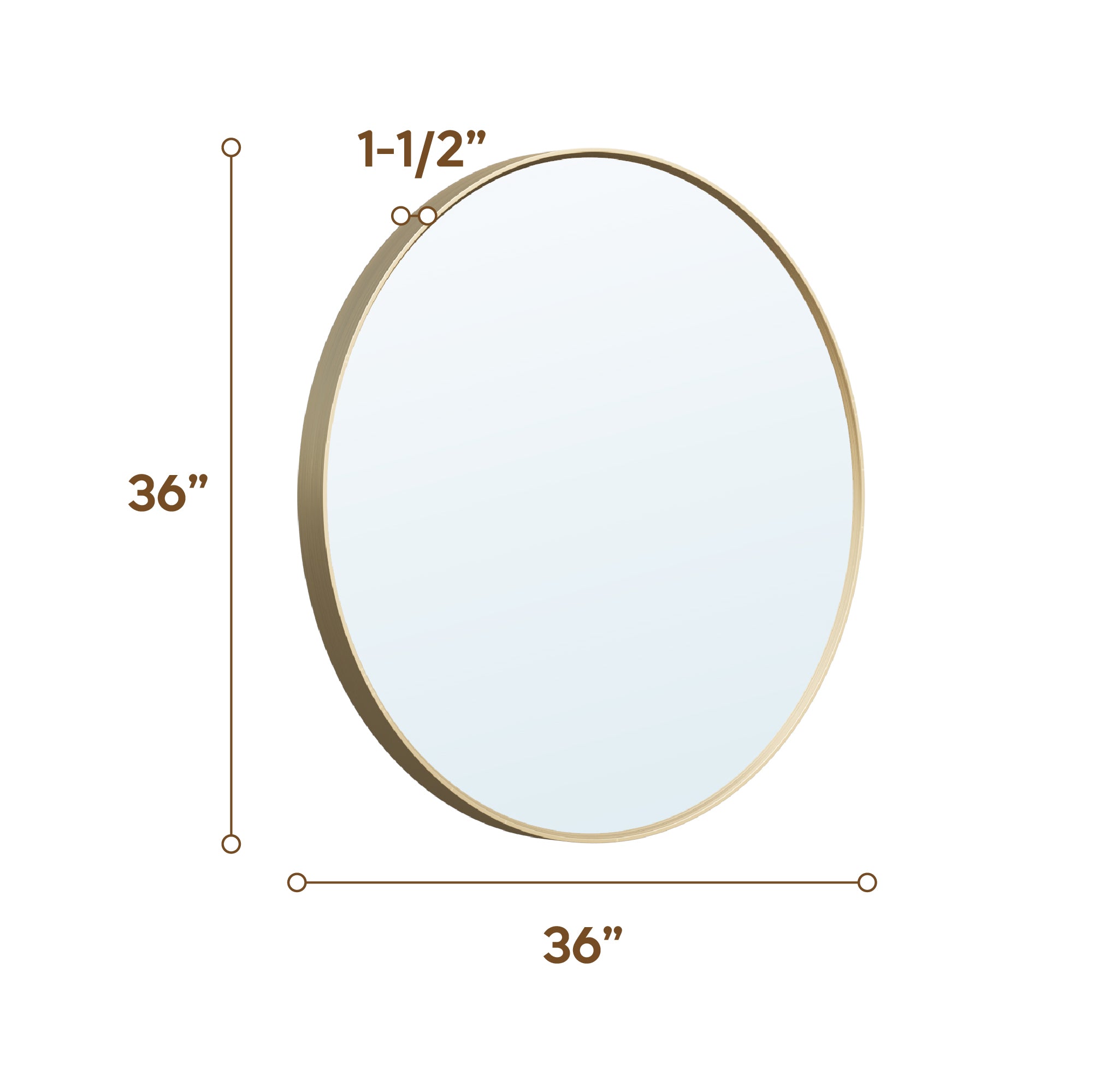 36 in. W x 36 in. H Modern Bathroom Mirror Round Framed Aluminum Wall Mirror Brushed Gold