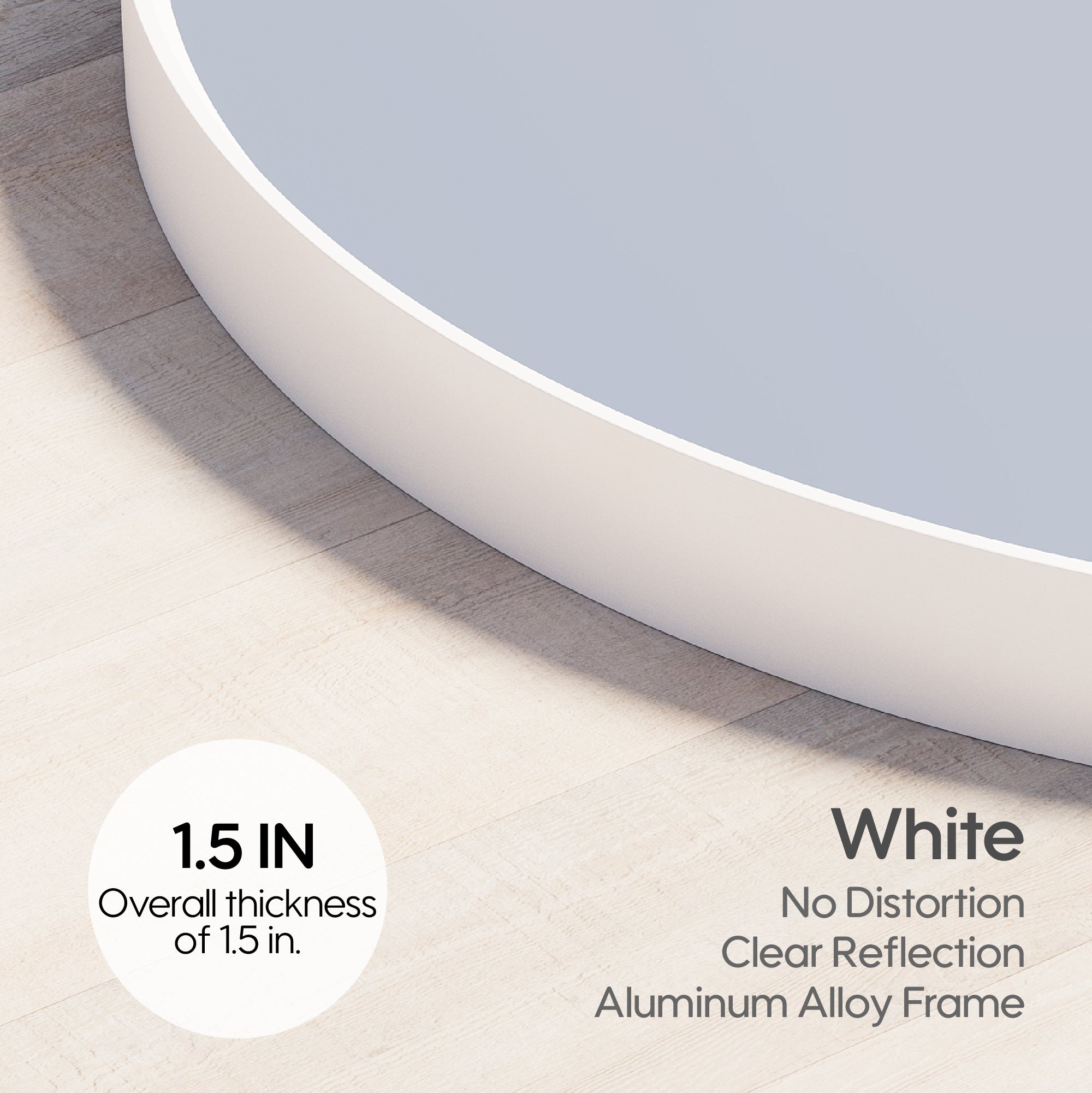 24 in. W x 24 in. H White Modern Bathroom Mirror Round Framed Aluminum Wall Mirror