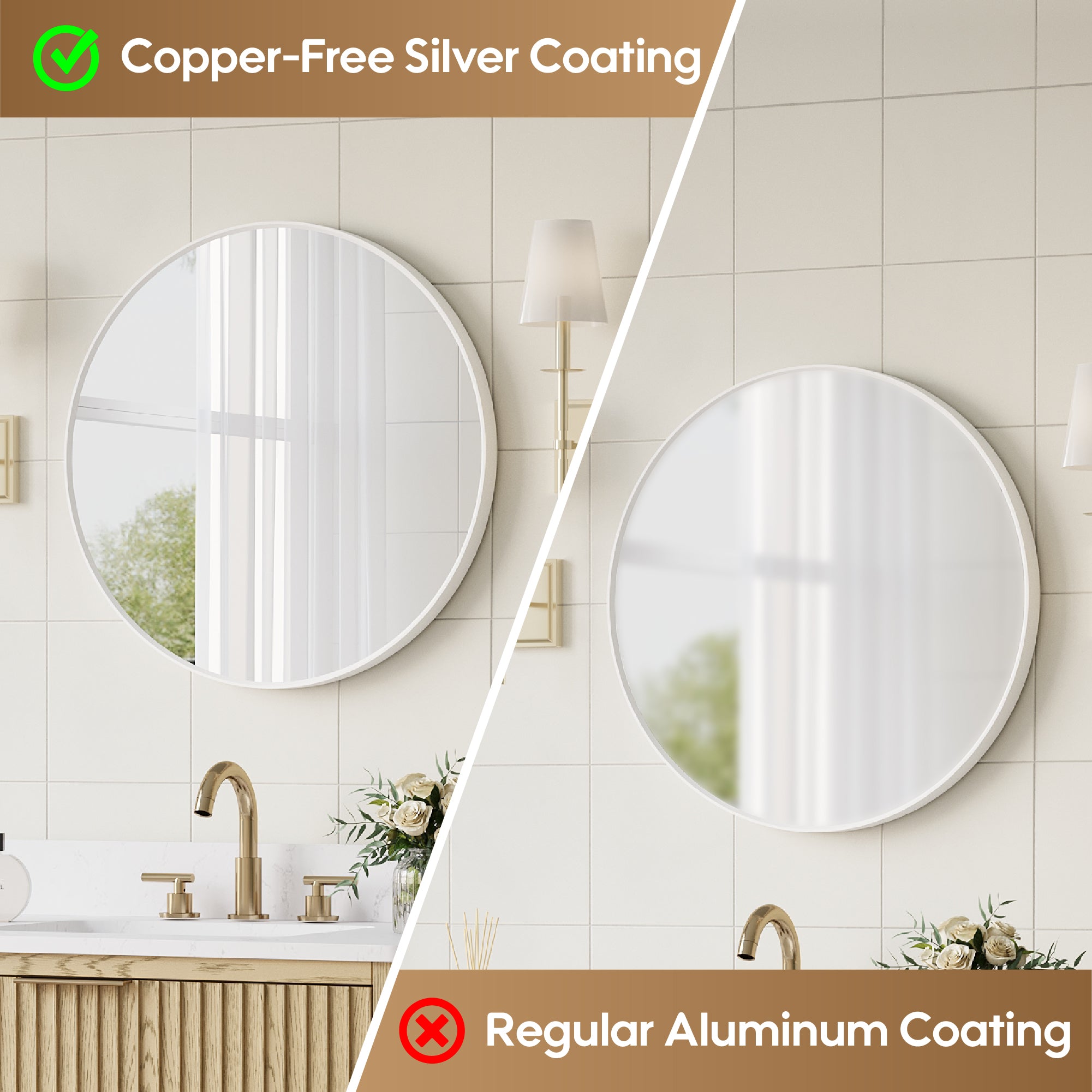 28 in. W x 28 in. H White Modern Bathroom Mirror Round Framed Aluminum Wall Mirror