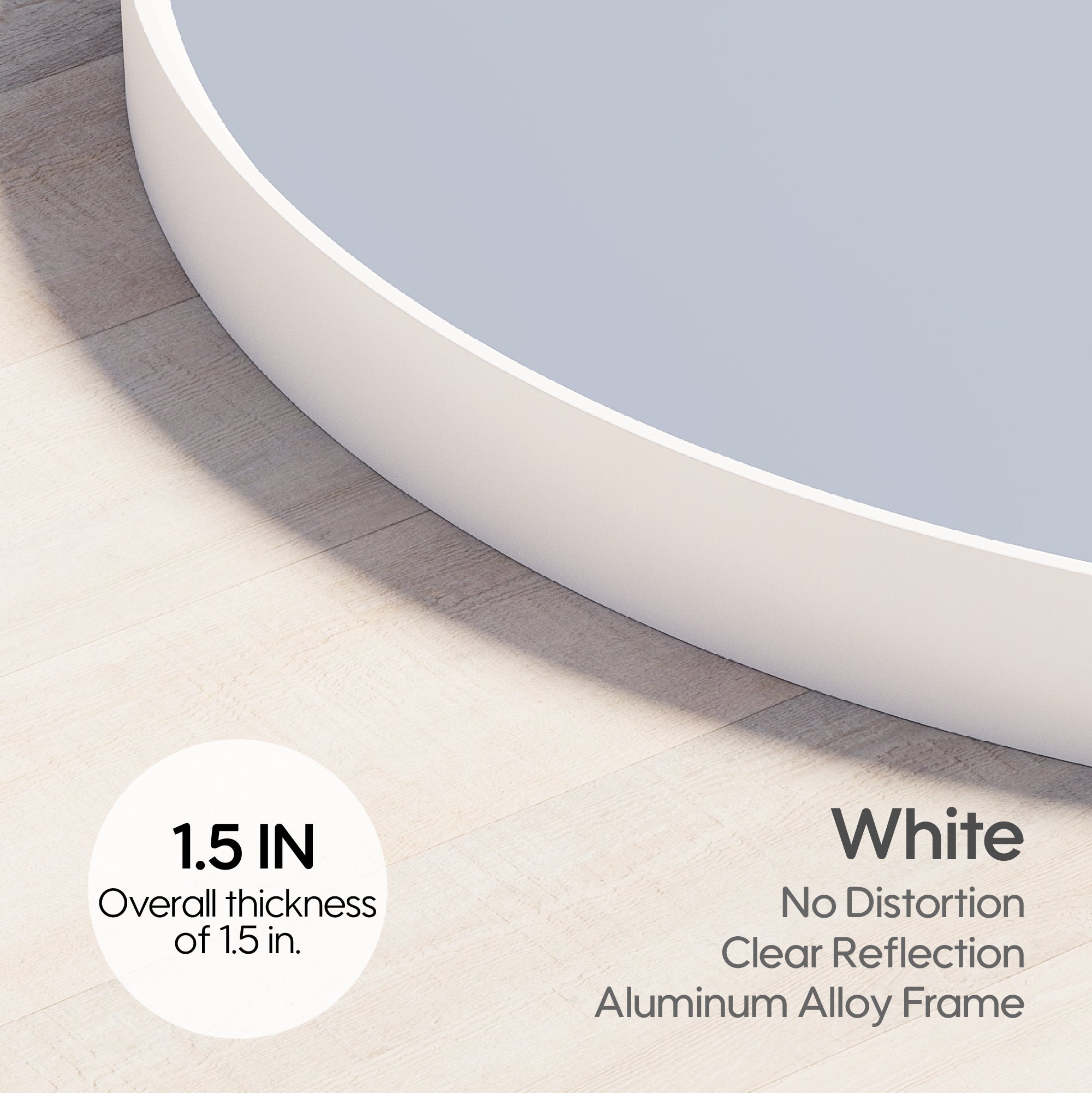 28 in. W x 28 in. H White Modern Bathroom Mirror Round Framed Aluminum Wall Mirror