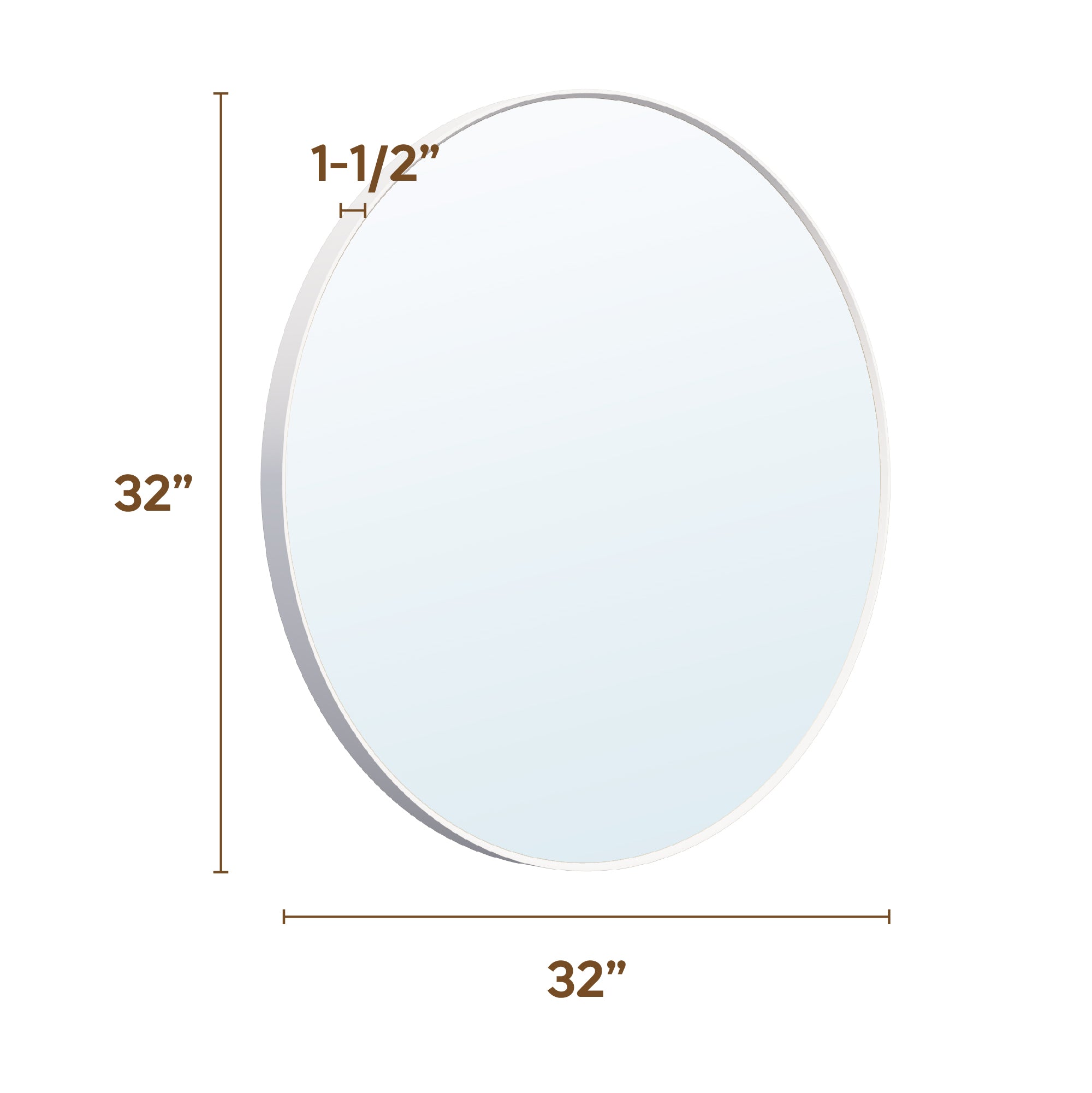 32 in. W x 32 in. H White Modern Bathroom Mirror Round Framed Aluminum Wall Mirror