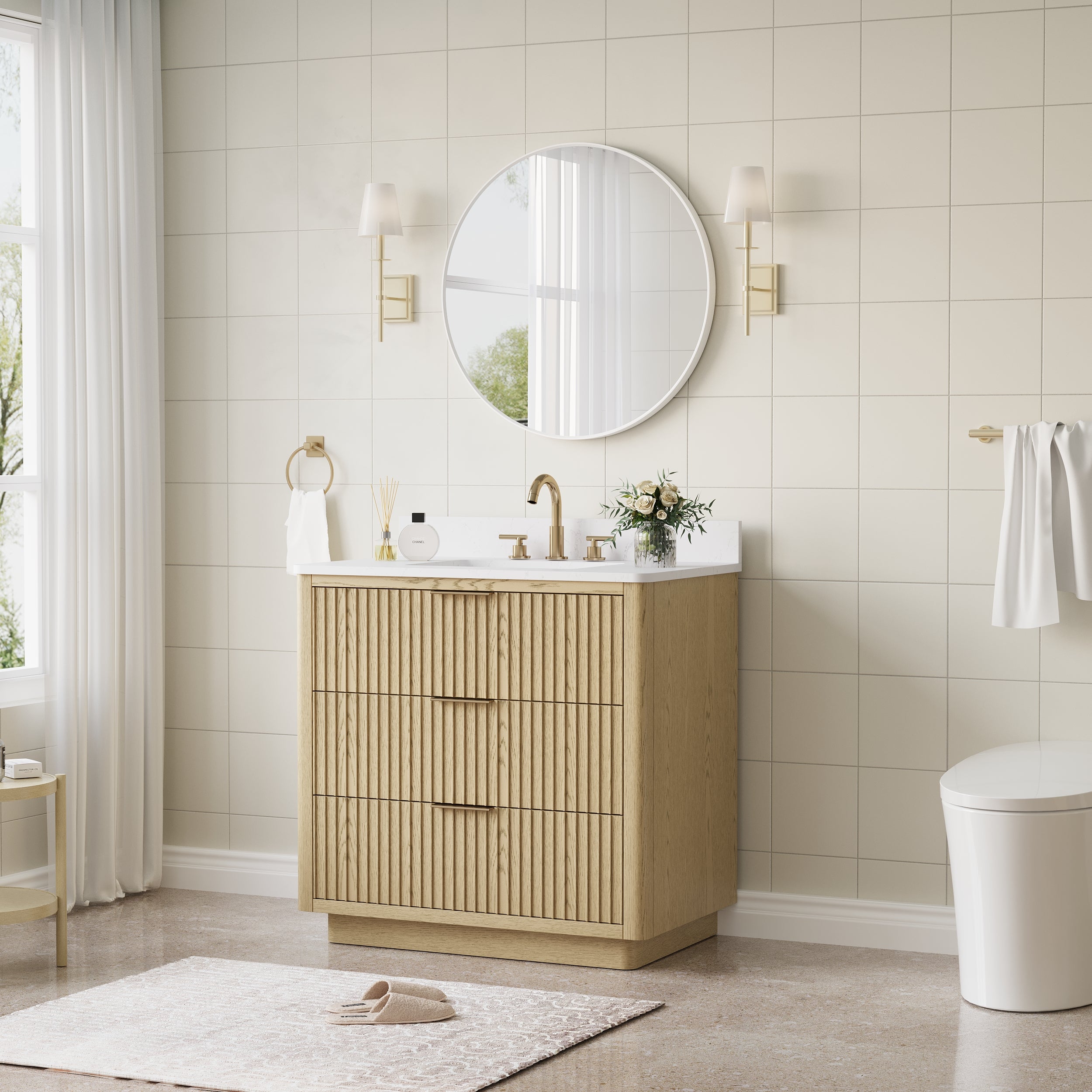 28 in. W x 28 in. H White Modern Bathroom Mirror Round Framed Aluminum Wall Mirror