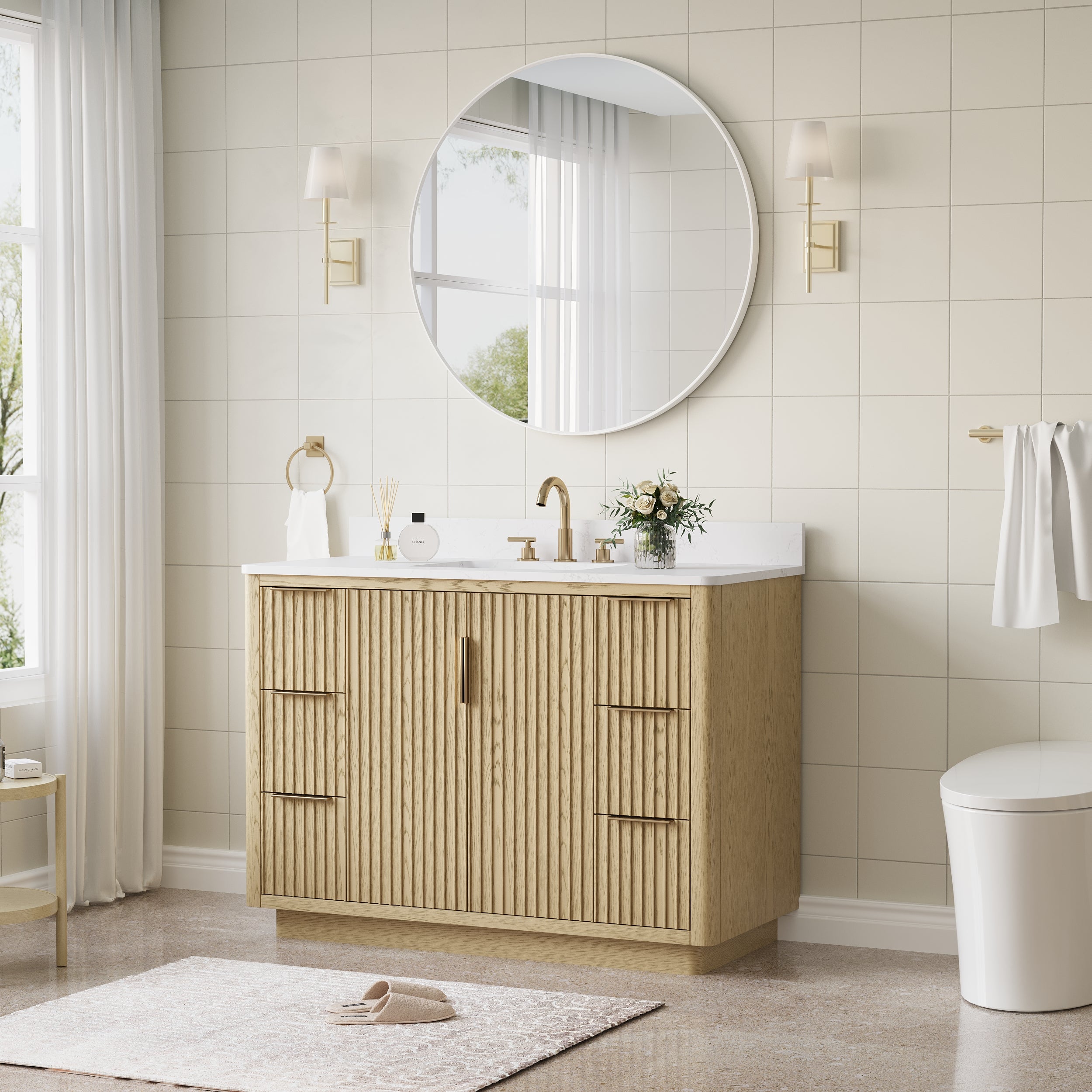 36 in. W x 36 in. H White Modern Bathroom Mirror Round Framed Aluminum Wall Mirror