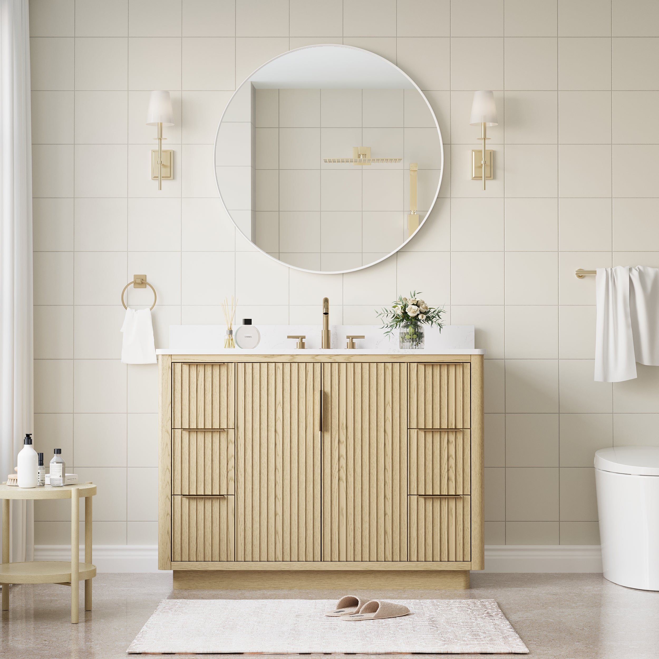 36 in. W x 36 in. H White Modern Bathroom Mirror Round Framed Aluminum Wall Mirror