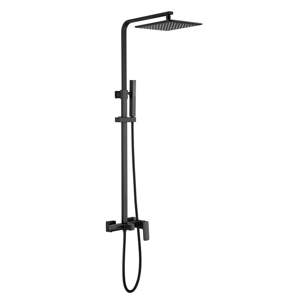 Matte Black Wall Mounted Two Function Bathroom Shower System