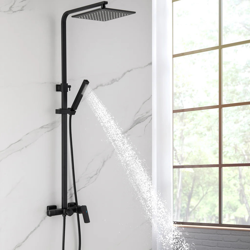 Matte Black Wall Mounted Two Function Bathroom Shower System