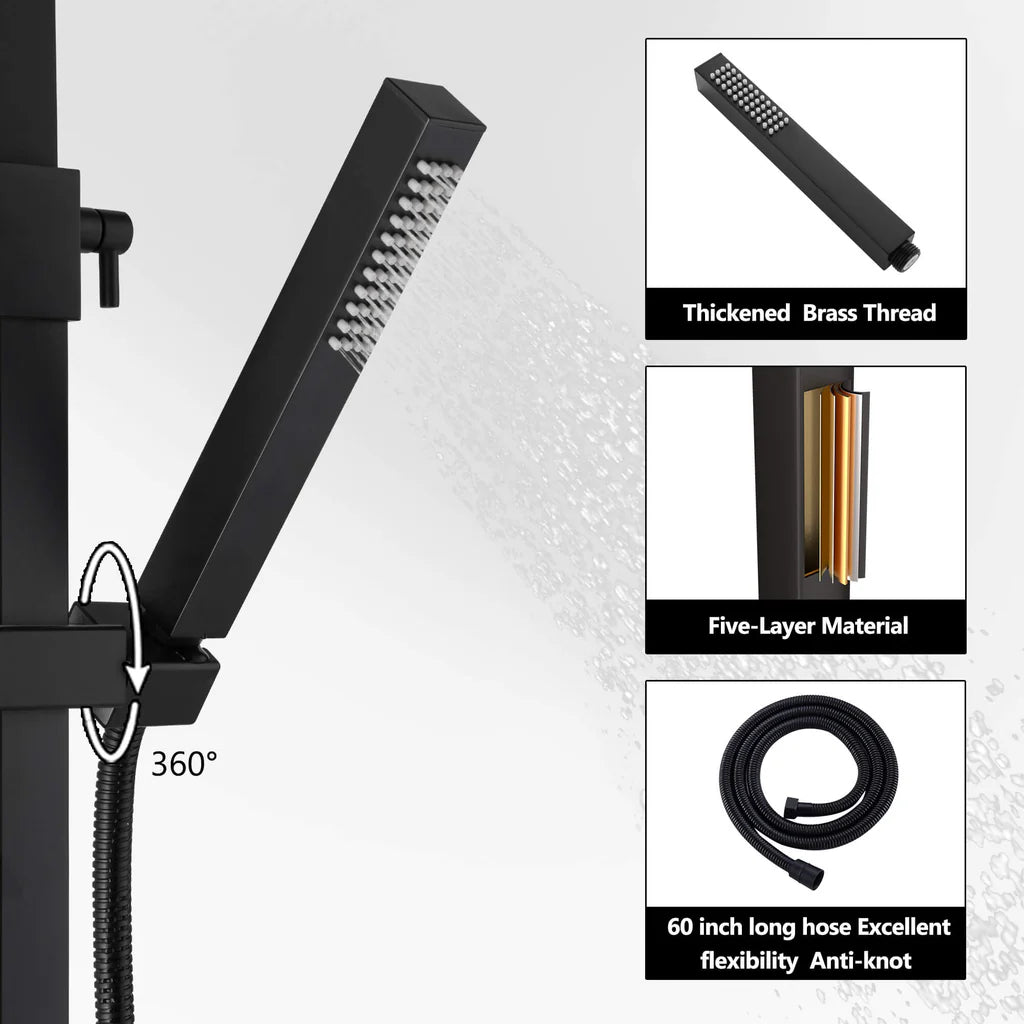 Matte Black Wall Mounted Two Function Bathroom Shower System