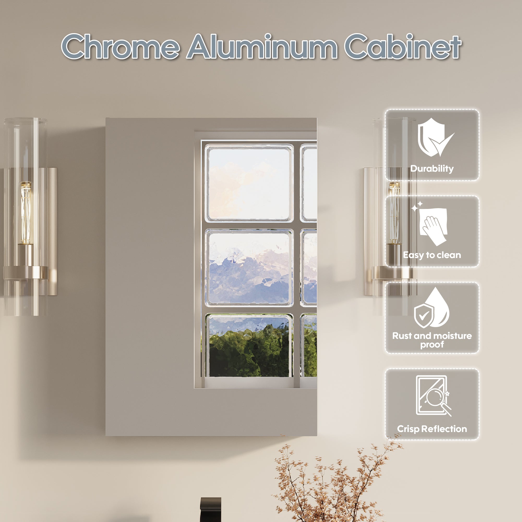 16 in.×24 in. Copper-Free Tri-Views Mirror Cabinet with Adjustable Shelves and Left Swing Door