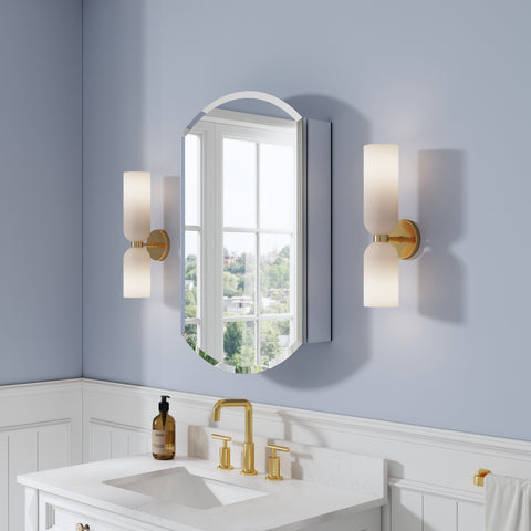 20 in. ×32 in. Copper-Free Tri-Views Bathroom Medicine Cabinet with Beveled Edge Mirrored Door, Recessed/Surface Mount