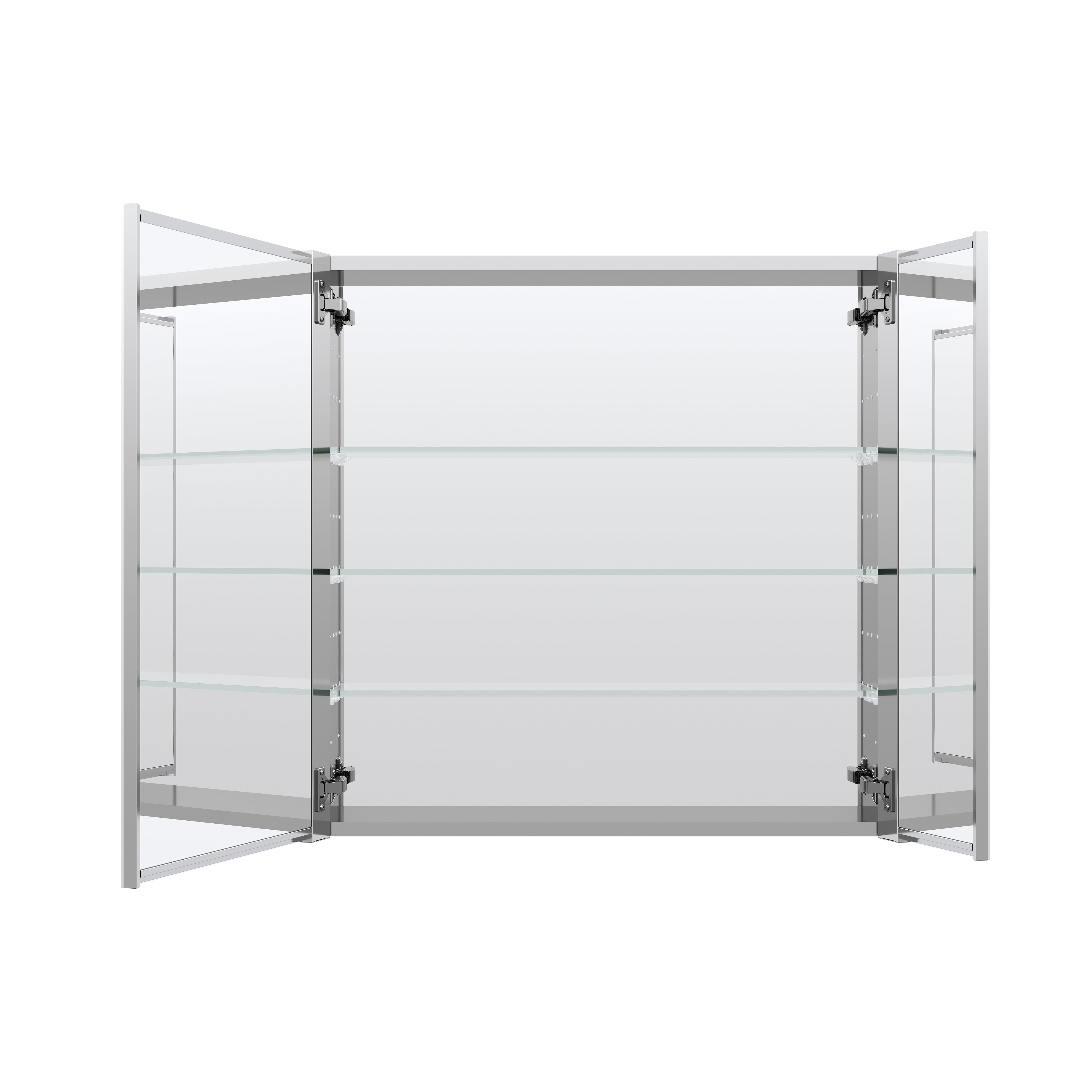 30 in.*30 in. Copper-Free Tri-Views Mirror Cabinet with Adjustable Shelves and Dual Swing Doors