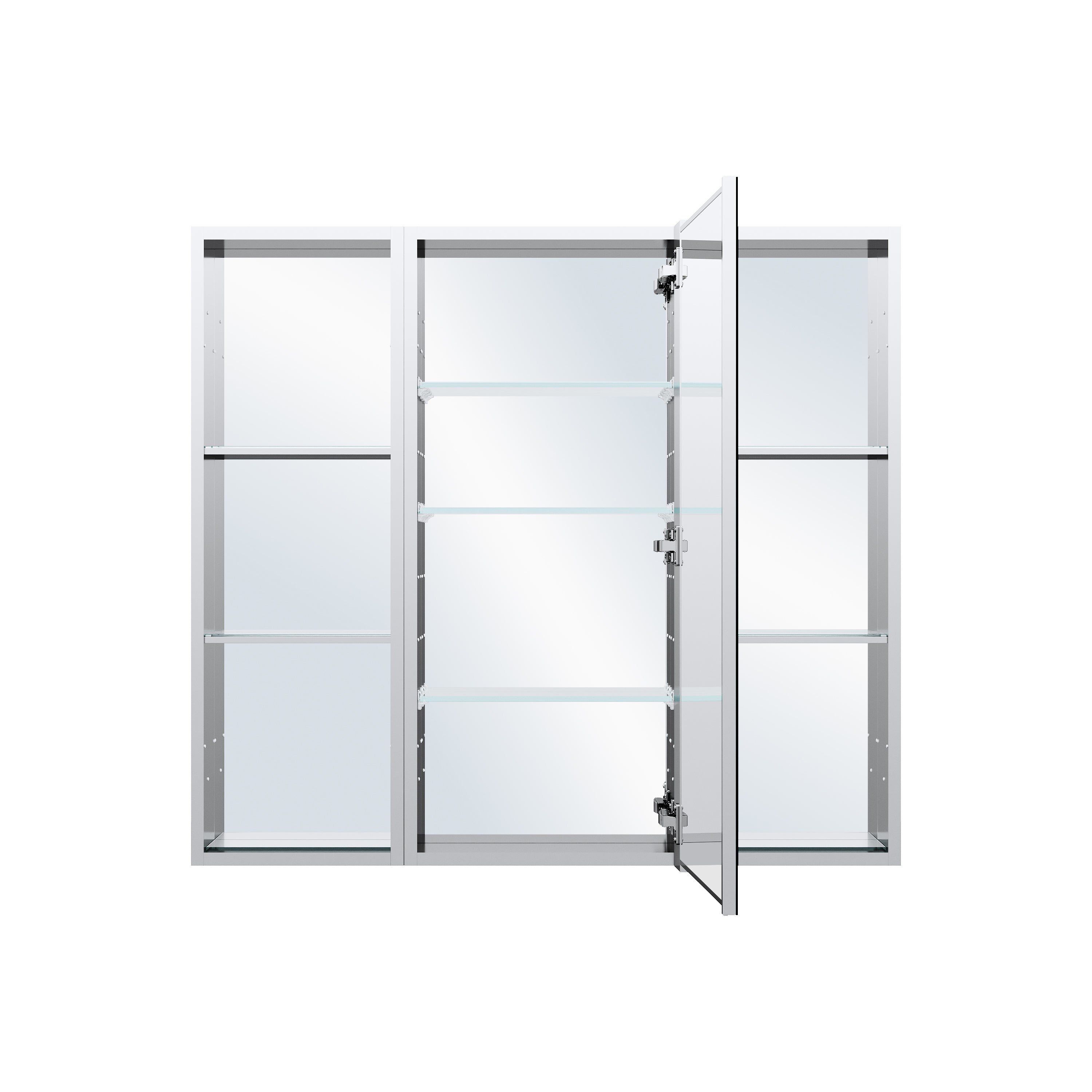 40 in. ×36 in. Bathroom Medicine Cabinet Set with Copper-Free Tri-View Mirror and Open Side Cabinet, Recessed or Surface Mount