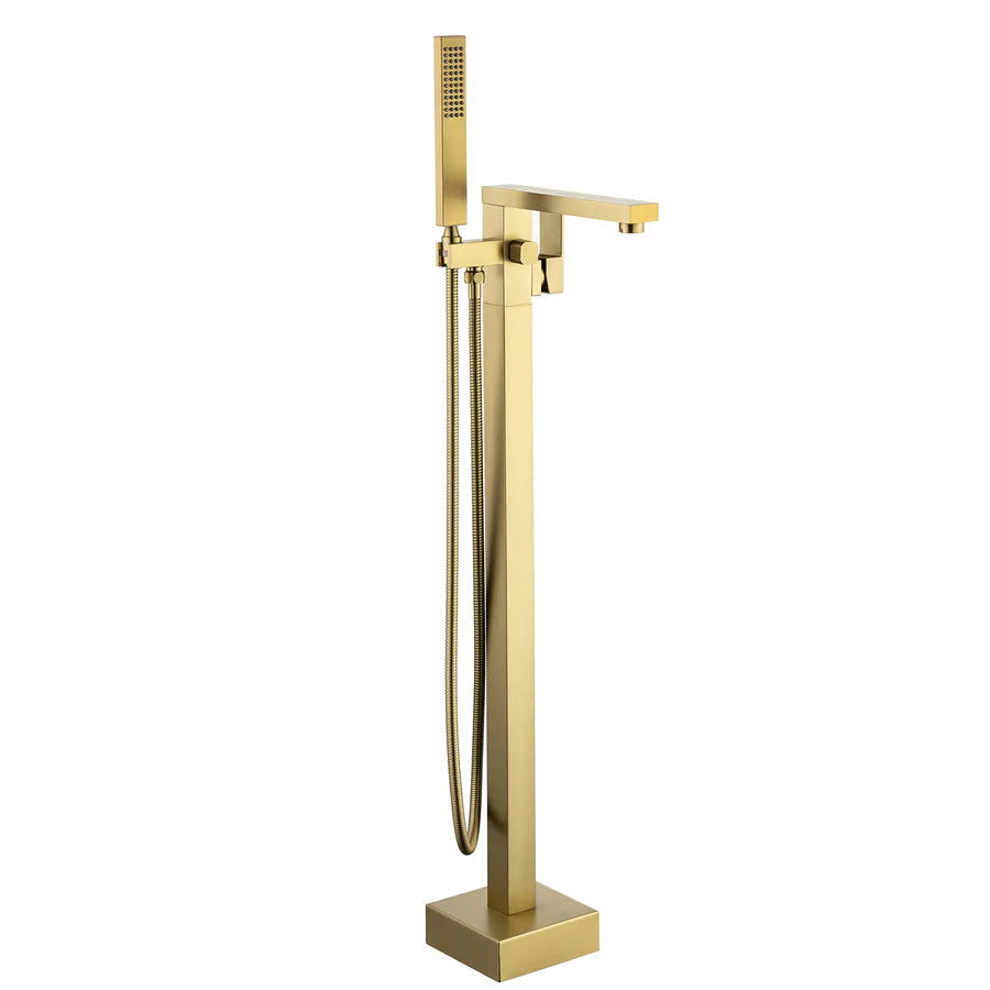 Freestanding Single Handle Bath Tub Filler Faucet with Hand Shower