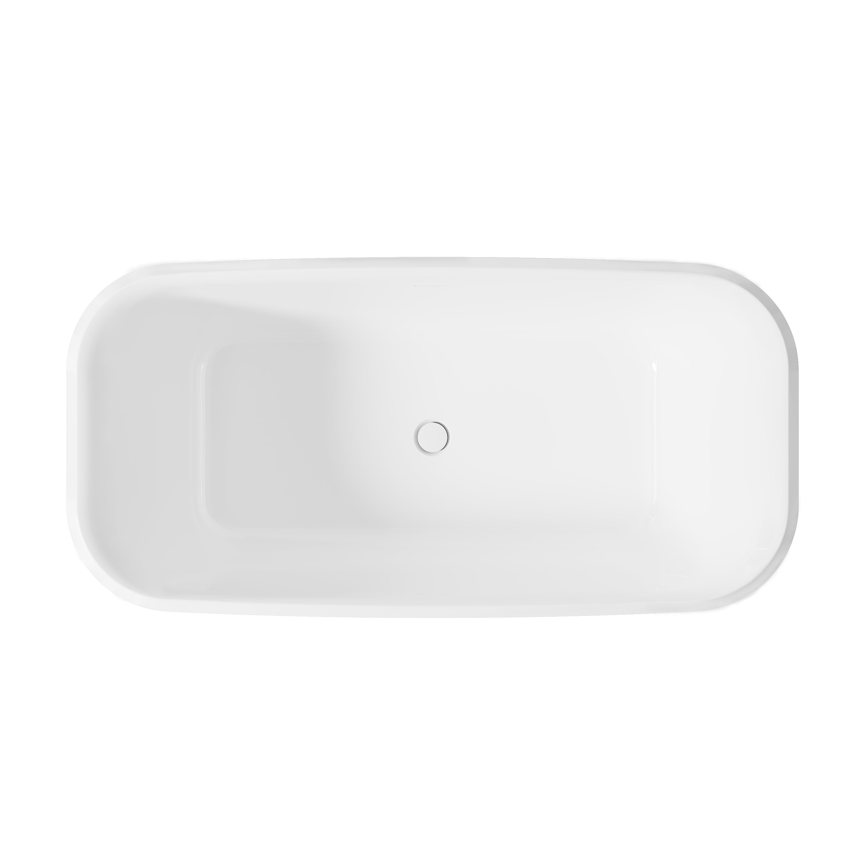 59" Modern Freestanding Acrylic Soaking Bathtub – 64 Gallon Deep Soaker Tub with Integrated Overflow