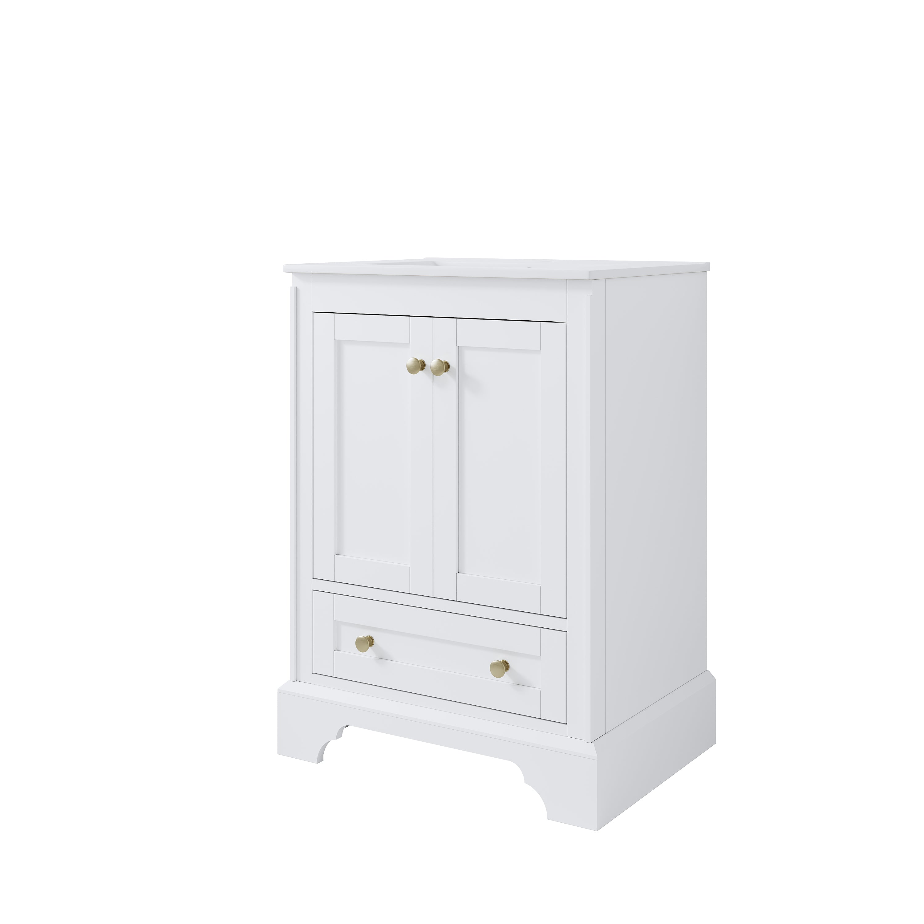24 inch Bathroom Vanity with Sink Combo Set, Solid Wood Bathroom Storage Cabinet with Soft-Closing Doors, White