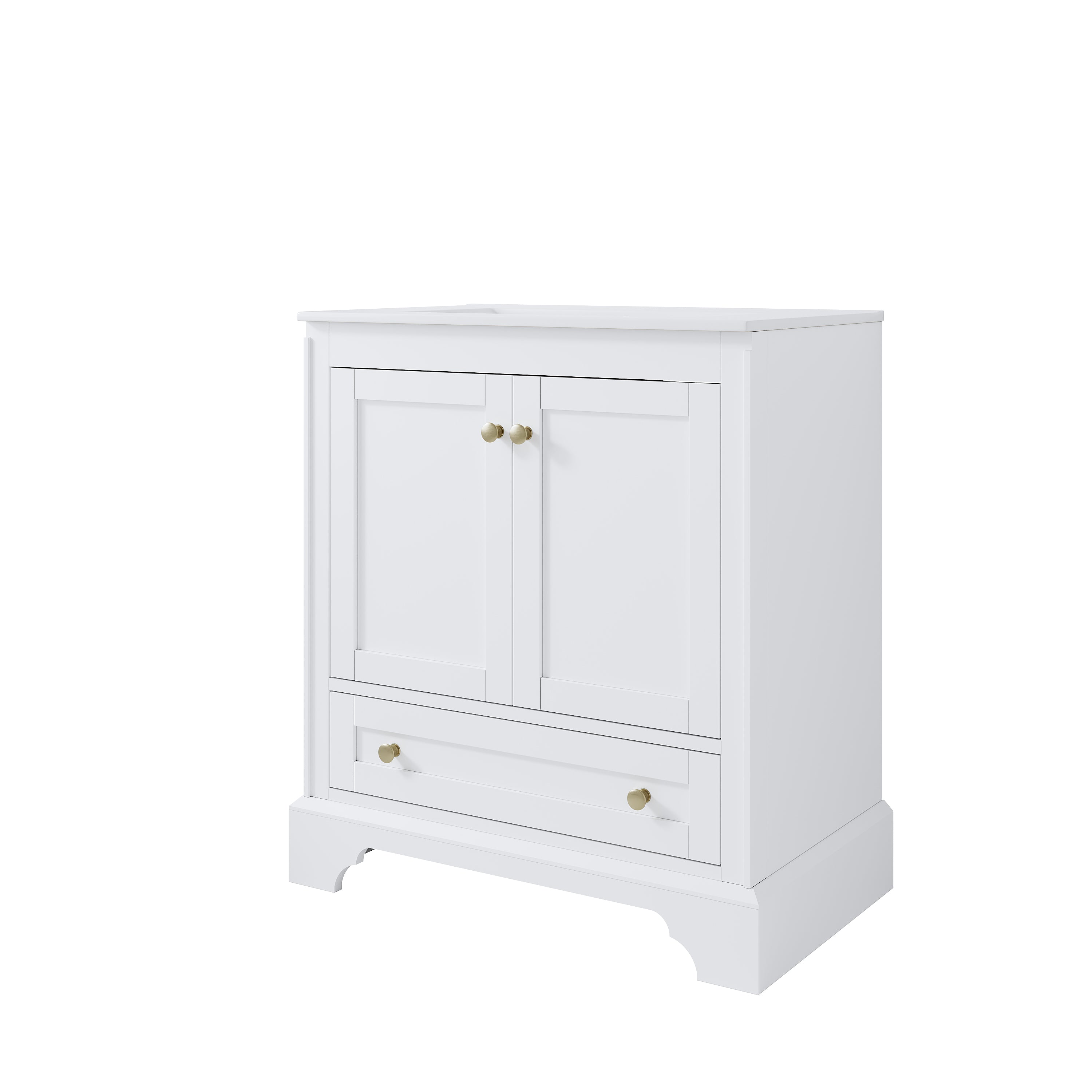 30 inch Bathroom Vanity with Sink Combo Set, Solid Wood Bathroom Storage Cabinet with Soft-Closing Doors, White