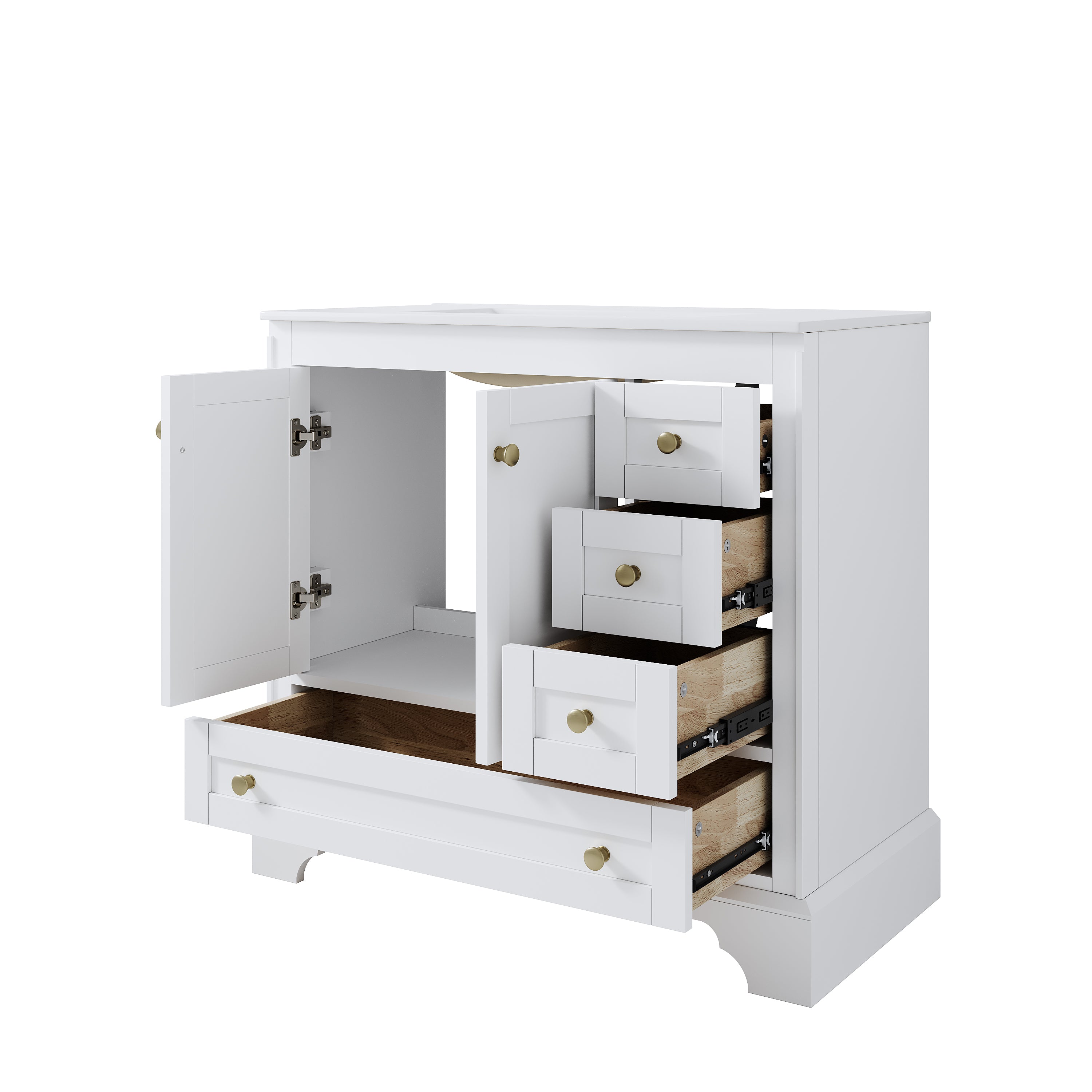 36 inch Bathroom Vanity with Sink Combo Set, Solid Wood Bathroom Storage Cabinet with Soft-Closing Doors, White
