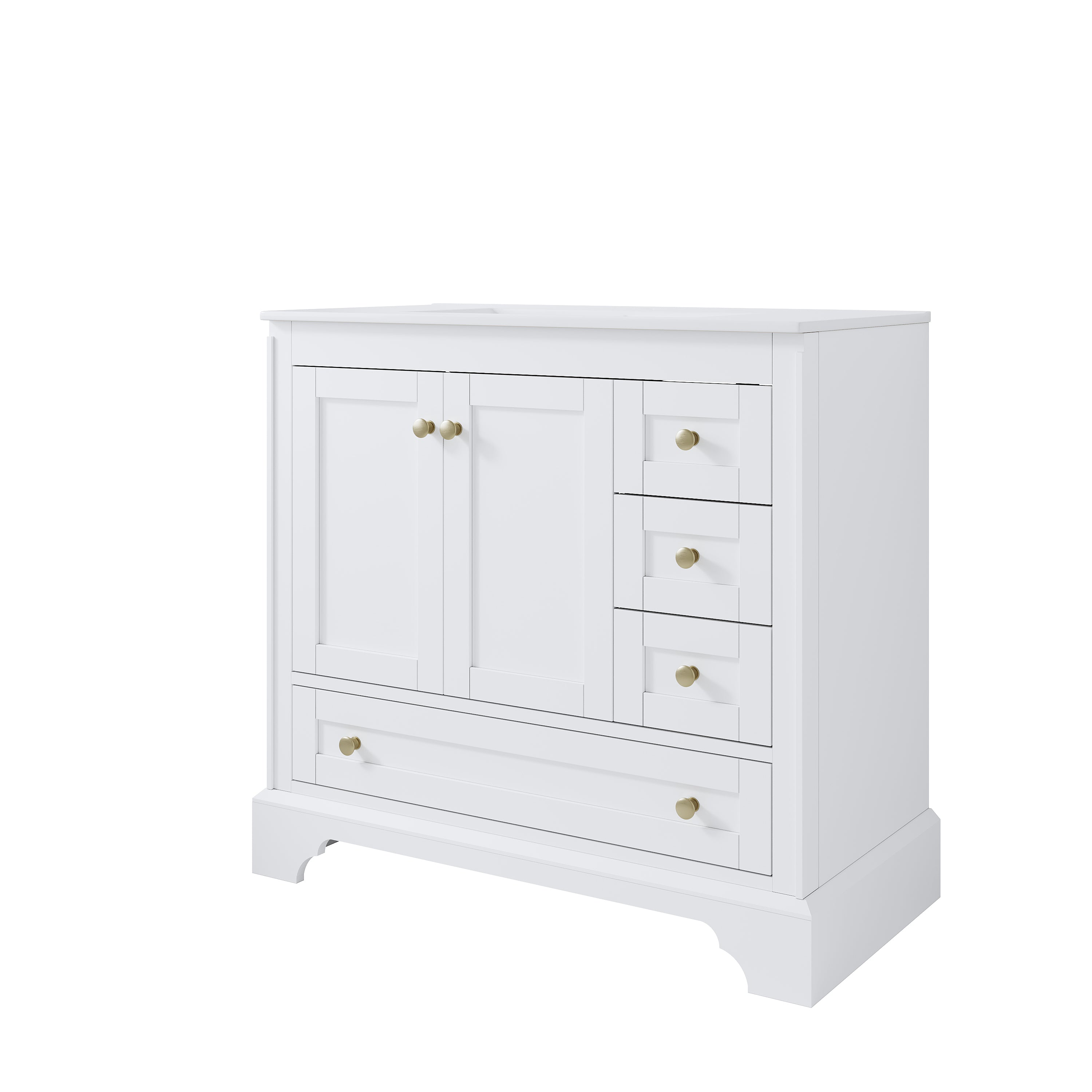 36 inch Bathroom Vanity with Sink Combo Set, Solid Wood Bathroom Storage Cabinet with Soft-Closing Doors, White