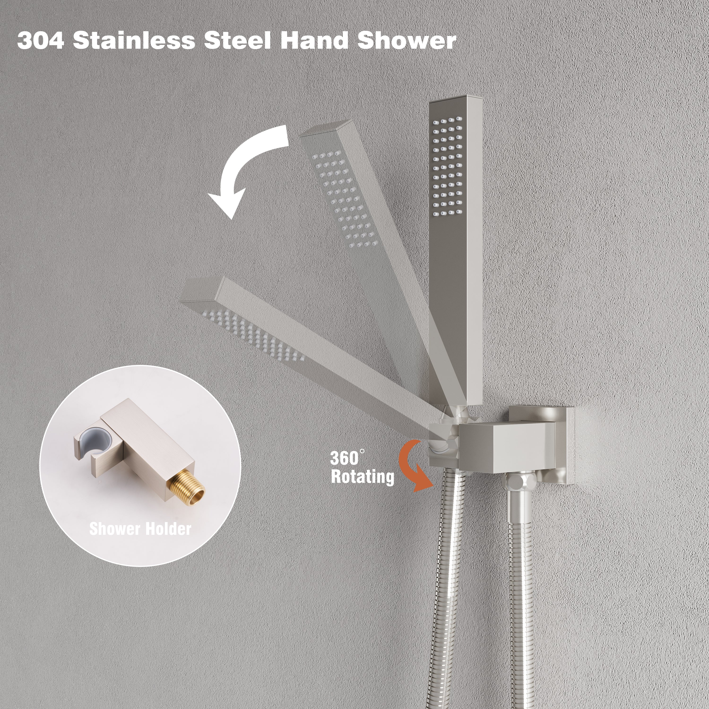 Wall-Mounted Shower System with Rainfall Head, Handheld & 3-Way Diverter – Pressure Balance Valve