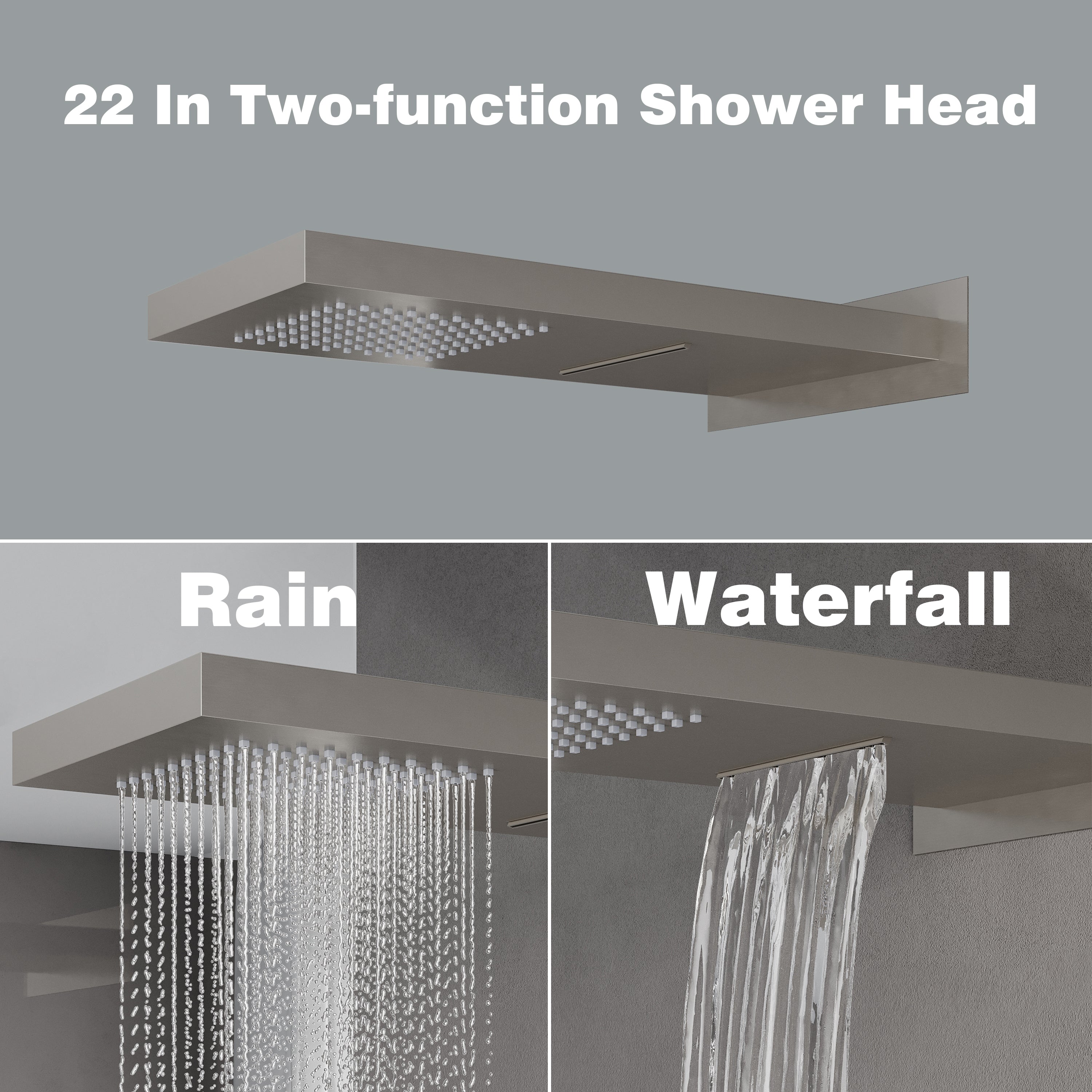 Wall-Mounted Shower System with Rainfall Head, Handheld & 3-Way Diverter – Pressure Balance Valve