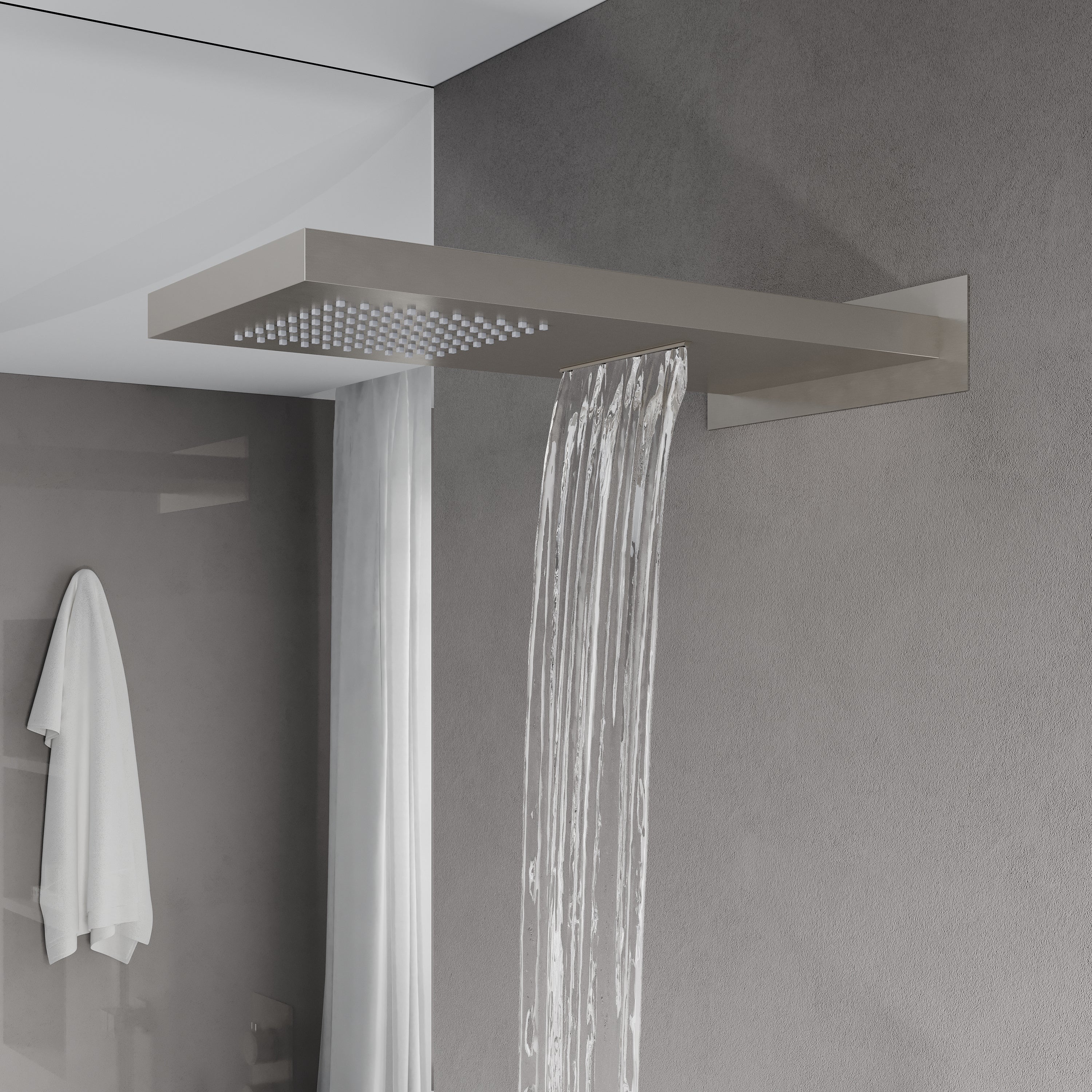 Wall-Mounted Shower System with Rainfall Head, Handheld & 3-Way Diverter – Pressure Balance Valve