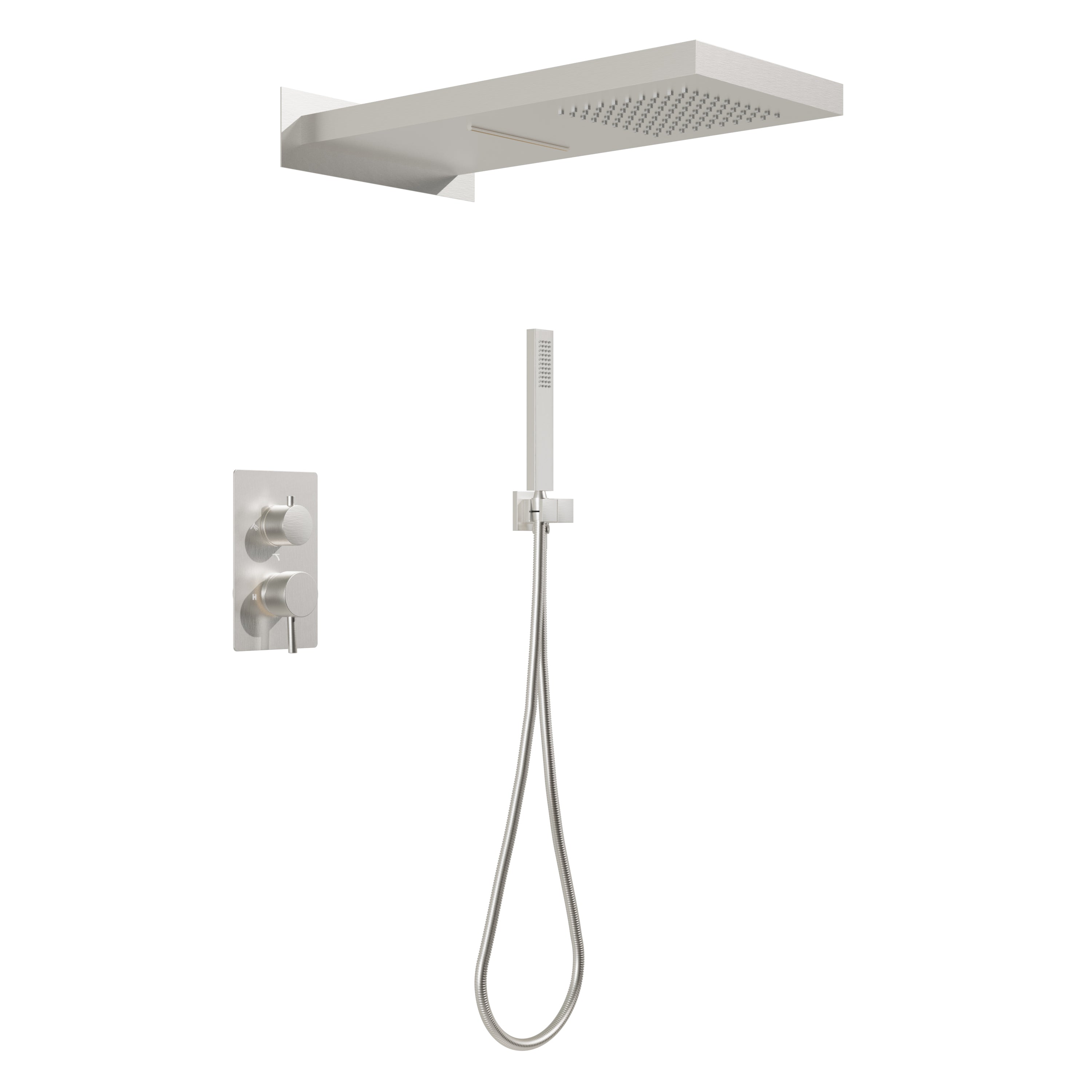 Wall-Mounted Shower System with Rainfall Head, Handheld & 3-Way Diverter – Pressure Balance Valve