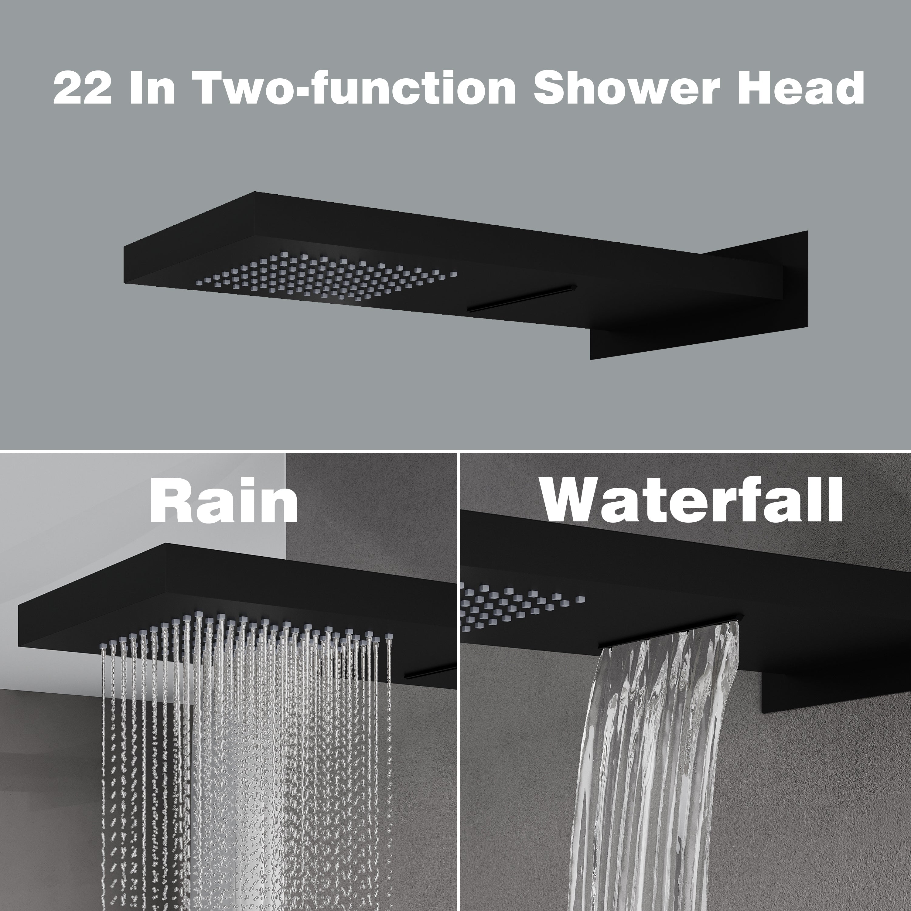 Wall-Mounted Shower System with Rainfall Head, Handheld & 3-Way Diverter – Pressure Balance Valve