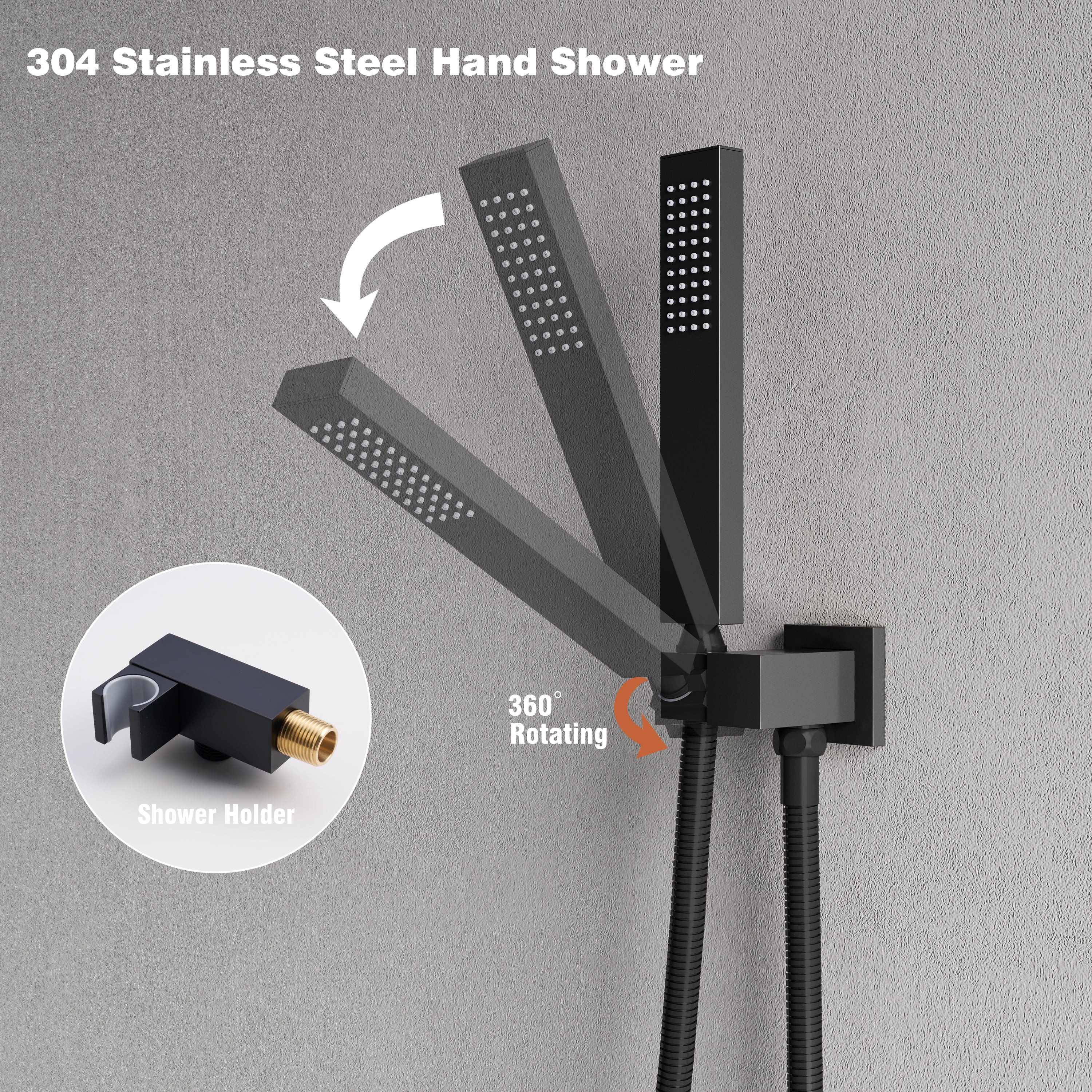 Wall-Mounted Shower System with Rainfall Head, Handheld & 3-Way Diverter – Pressure Balance Valve