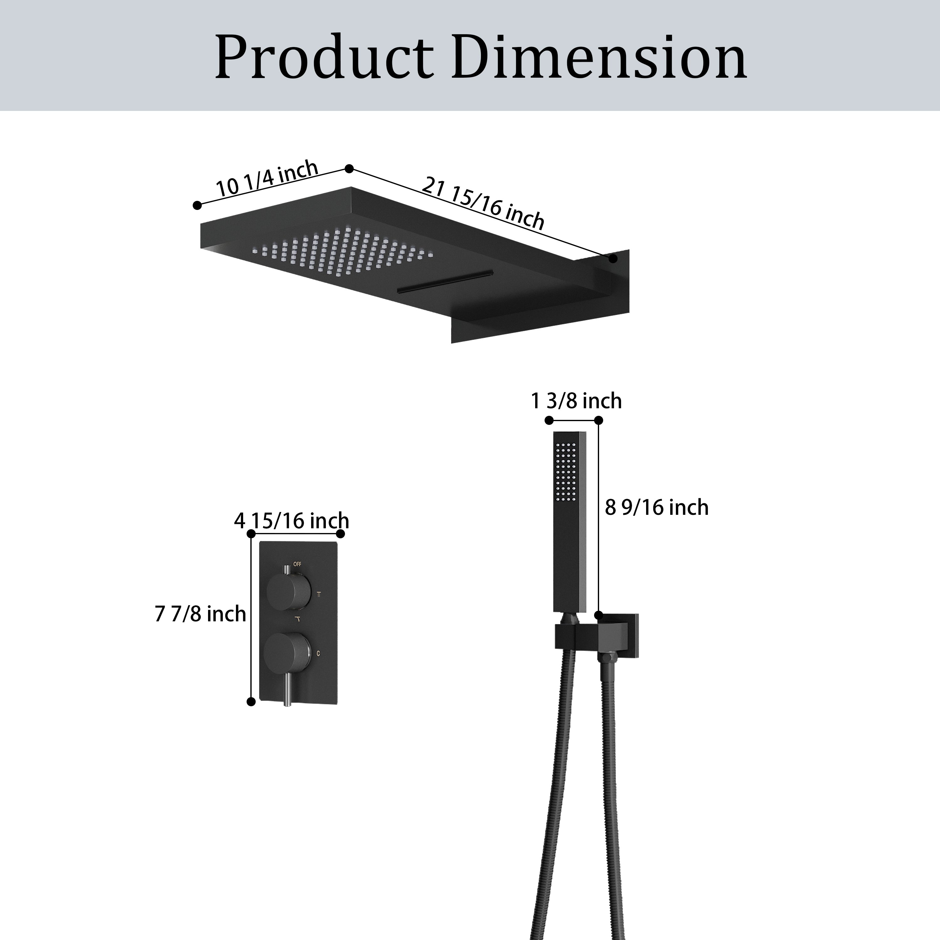 Wall-Mounted Shower System with Rainfall Head, Handheld & 3-Way Diverter – Pressure Balance Valve