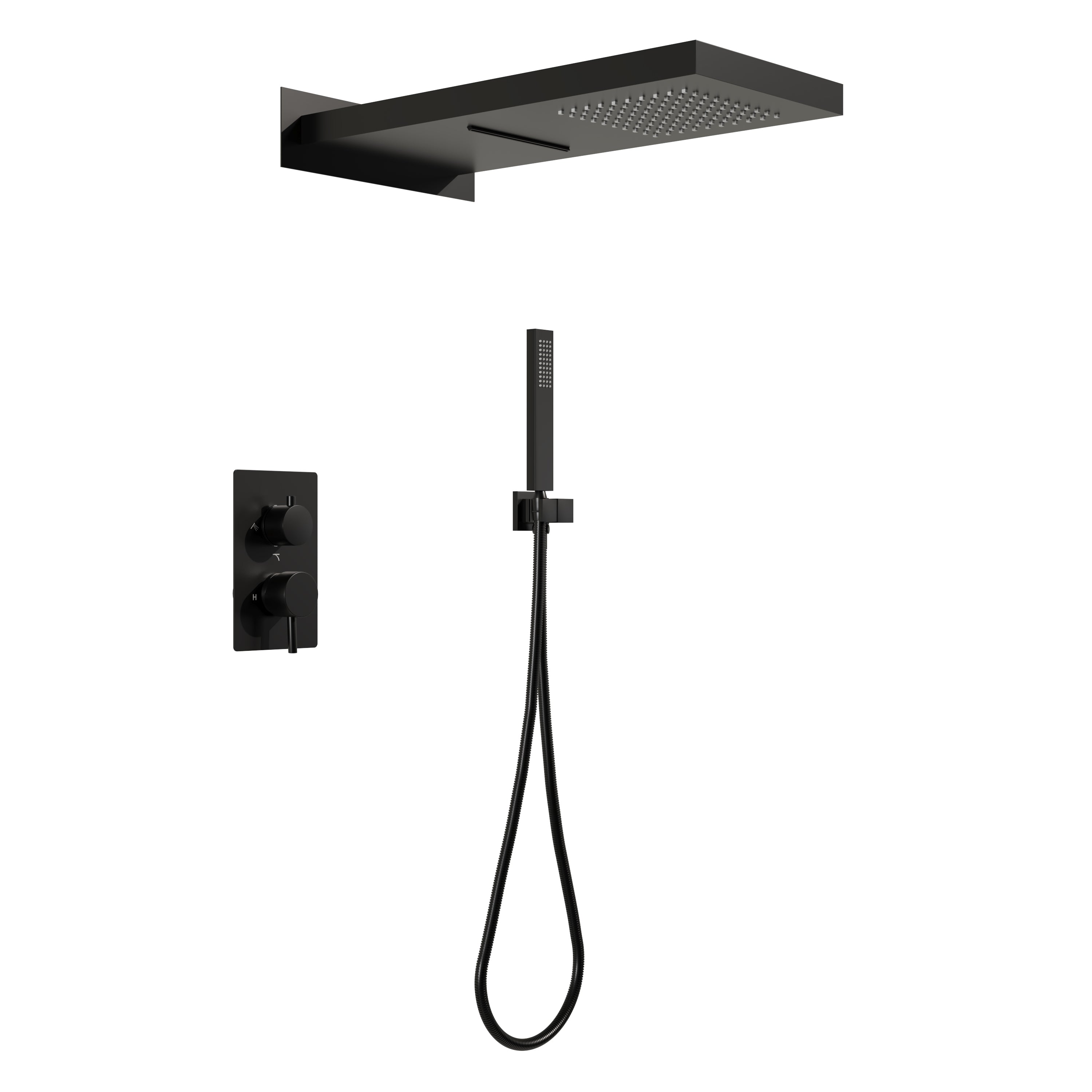 Wall-Mounted Shower System with Rainfall Head, Handheld & 3-Way Diverter – Pressure Balance Valve