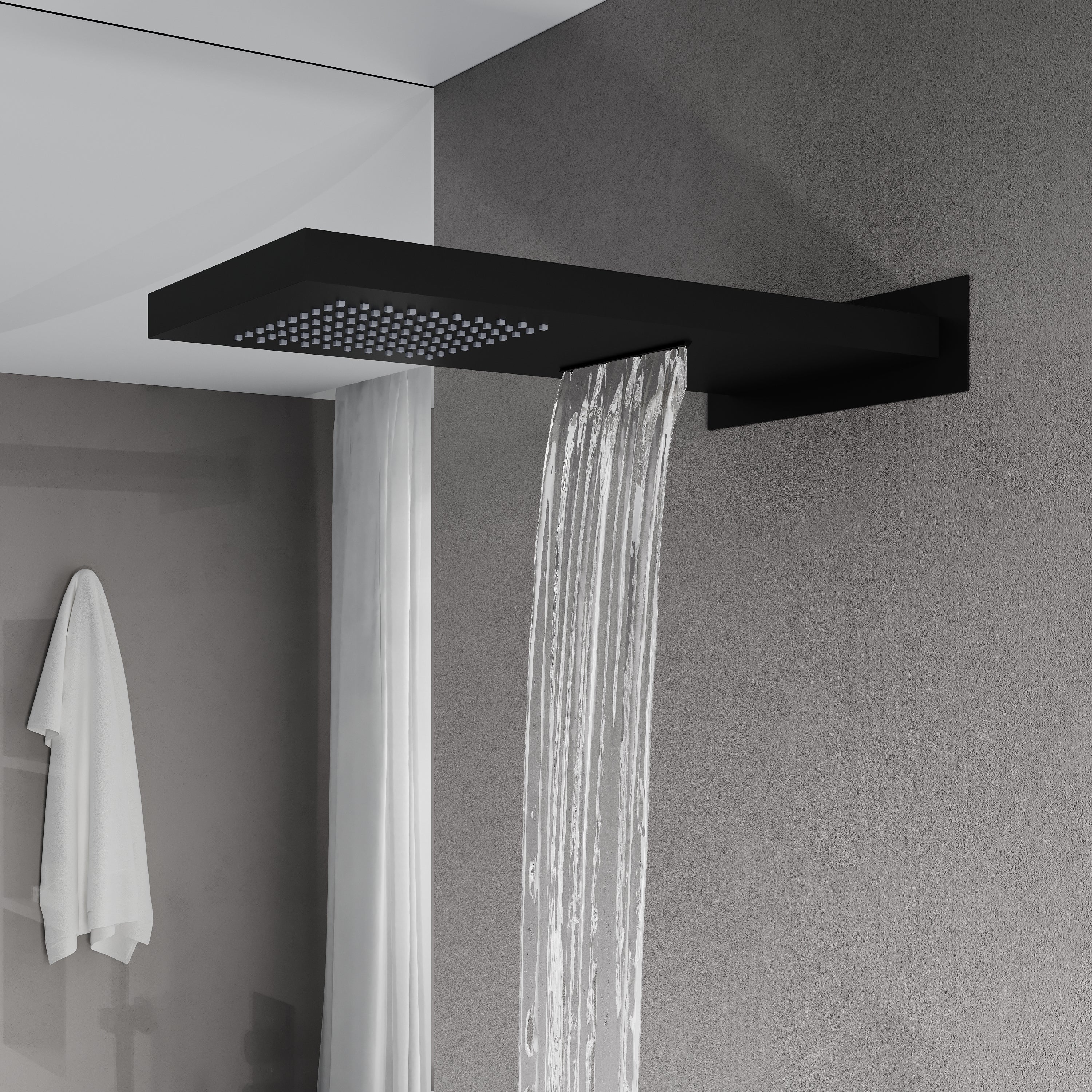 Wall-Mounted Shower System with Rainfall Head, Handheld & 3-Way Diverter – Pressure Balance Valve