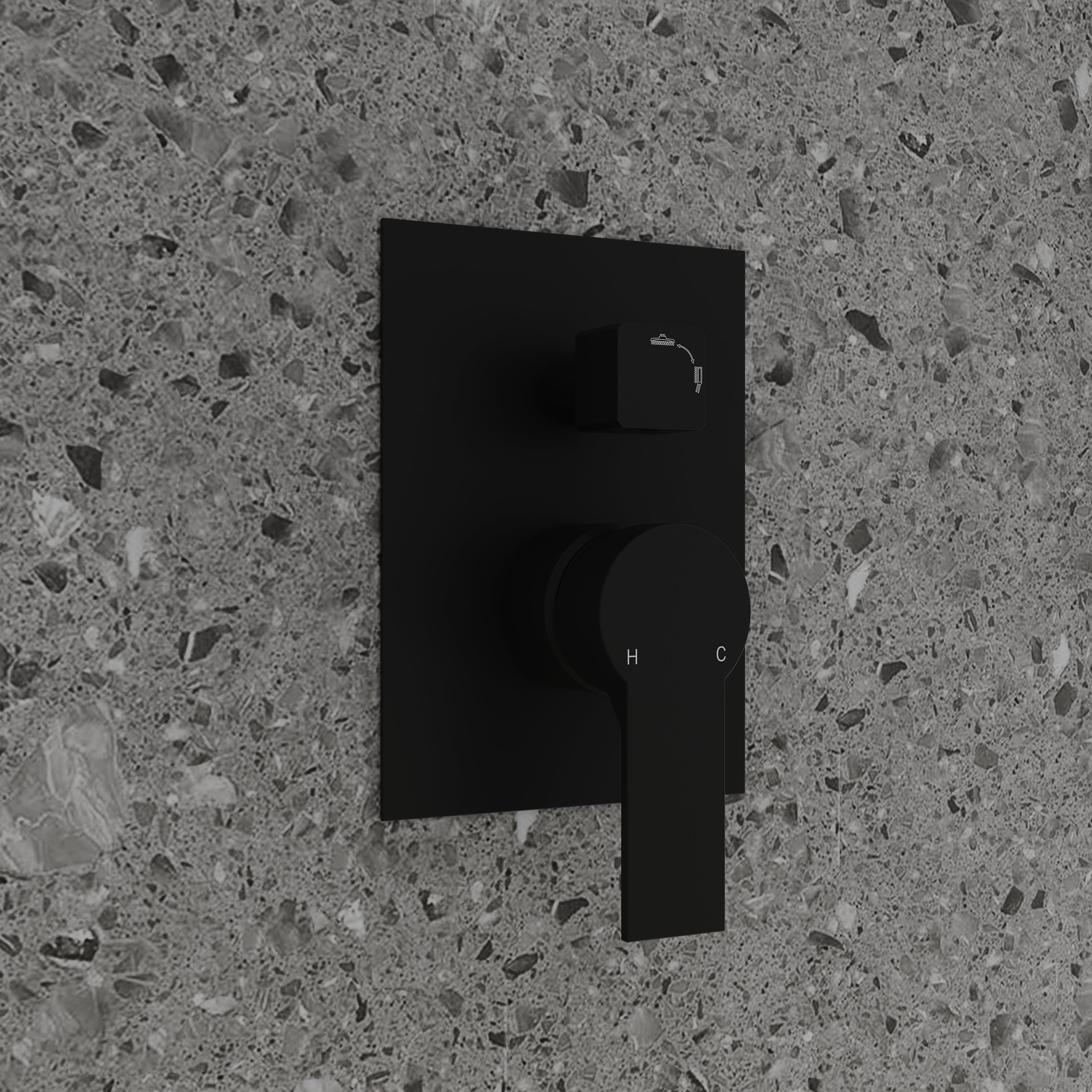 Wall Mount 12" Rainfall Shower Head 2-Spray Combo Shower System Set with 3-Function ABS Hand Shower in Matte Black