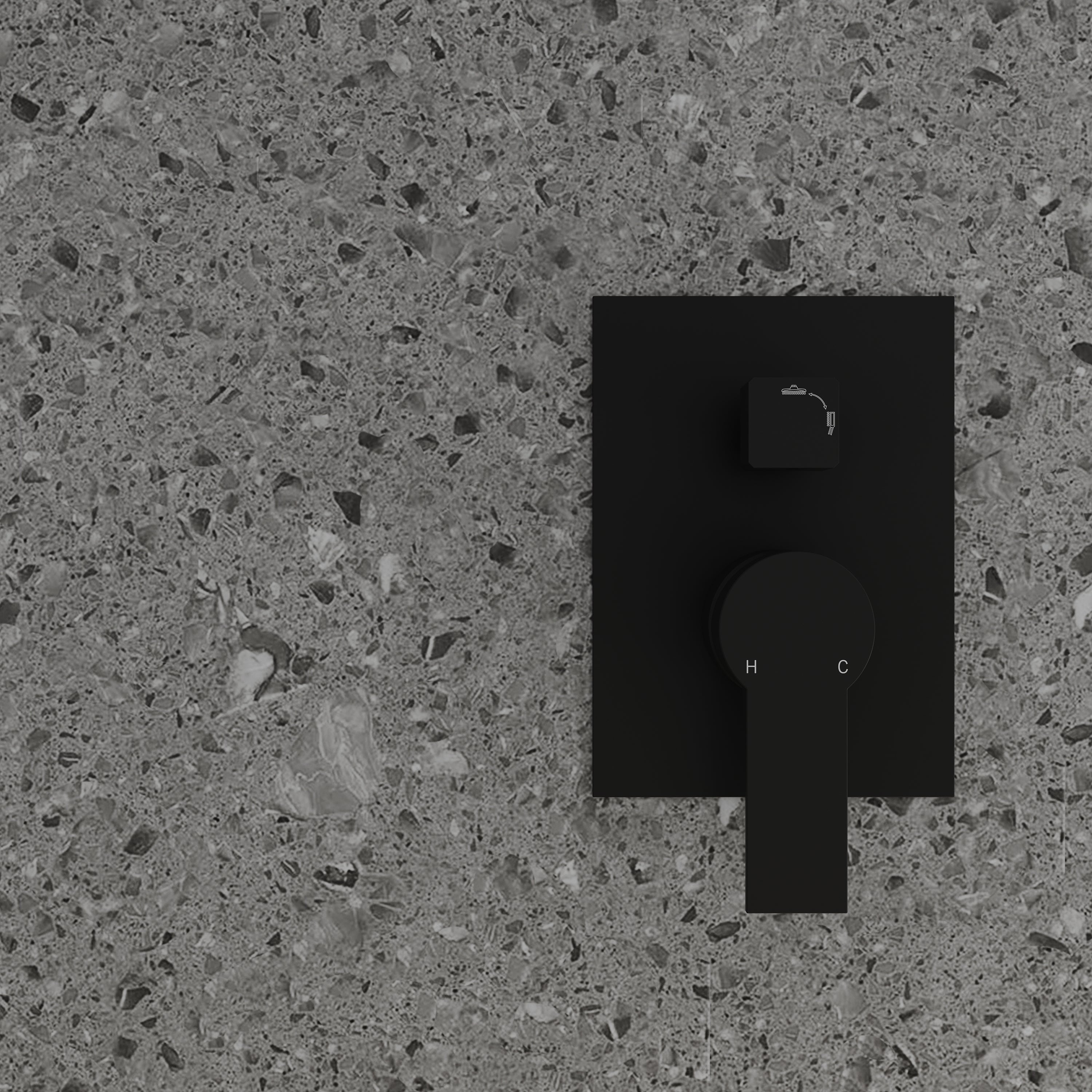 Wall Mount 12" Rainfall Shower Head 2-Spray Combo Shower System Set with 3-Function ABS Hand Shower in Matte Black